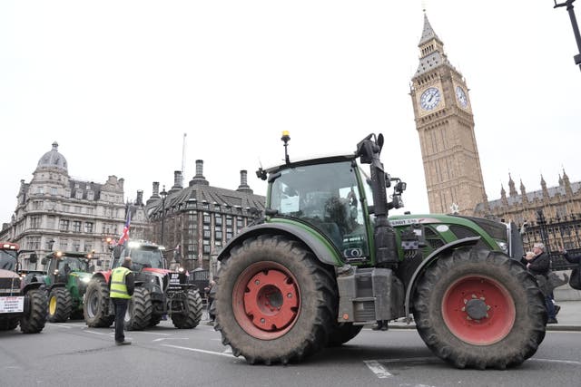 <p>Tractors outside Parliament during a protest by farmers</p>