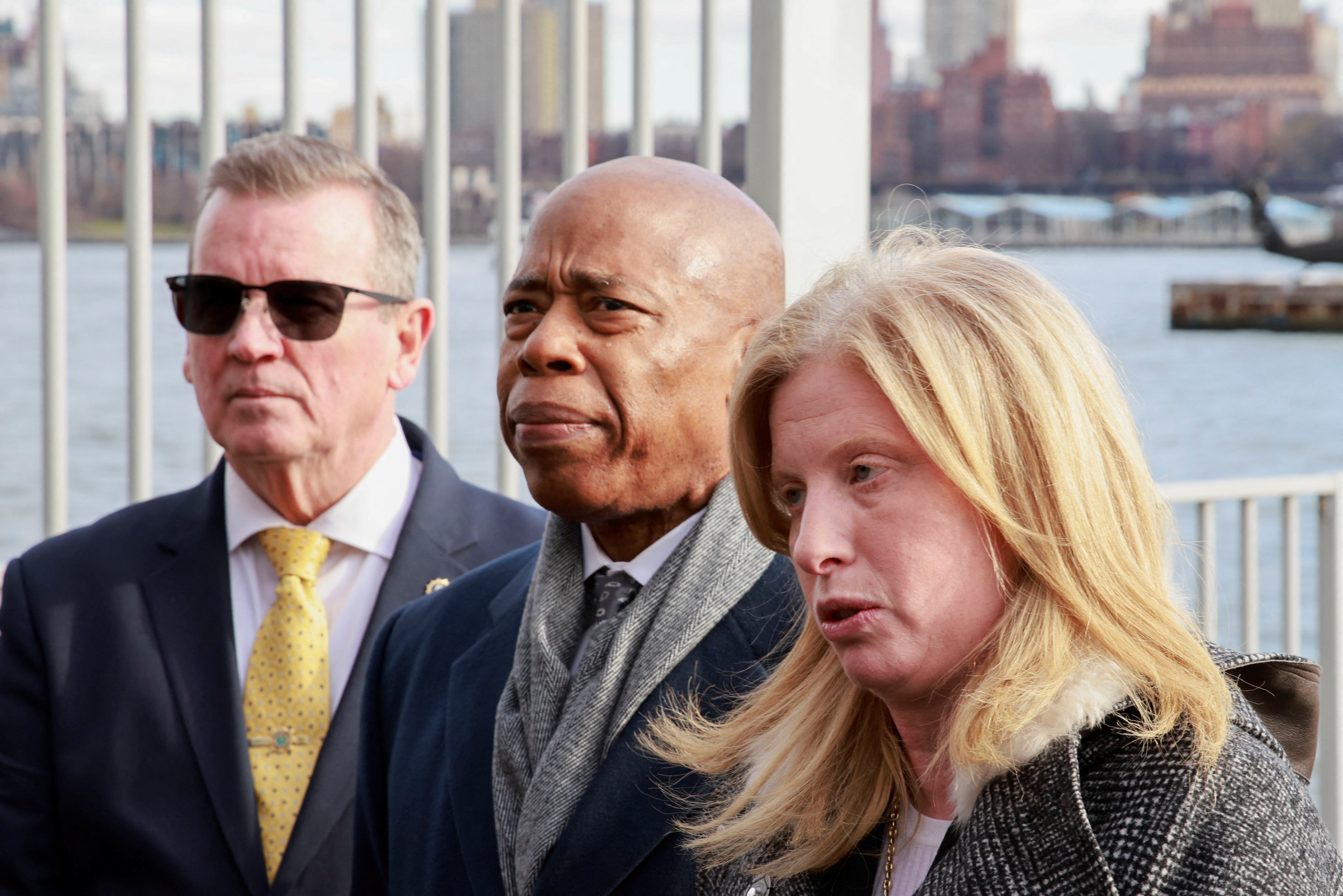 New York mayor Eric Adams was one of those to escort Mangione to the courthouse