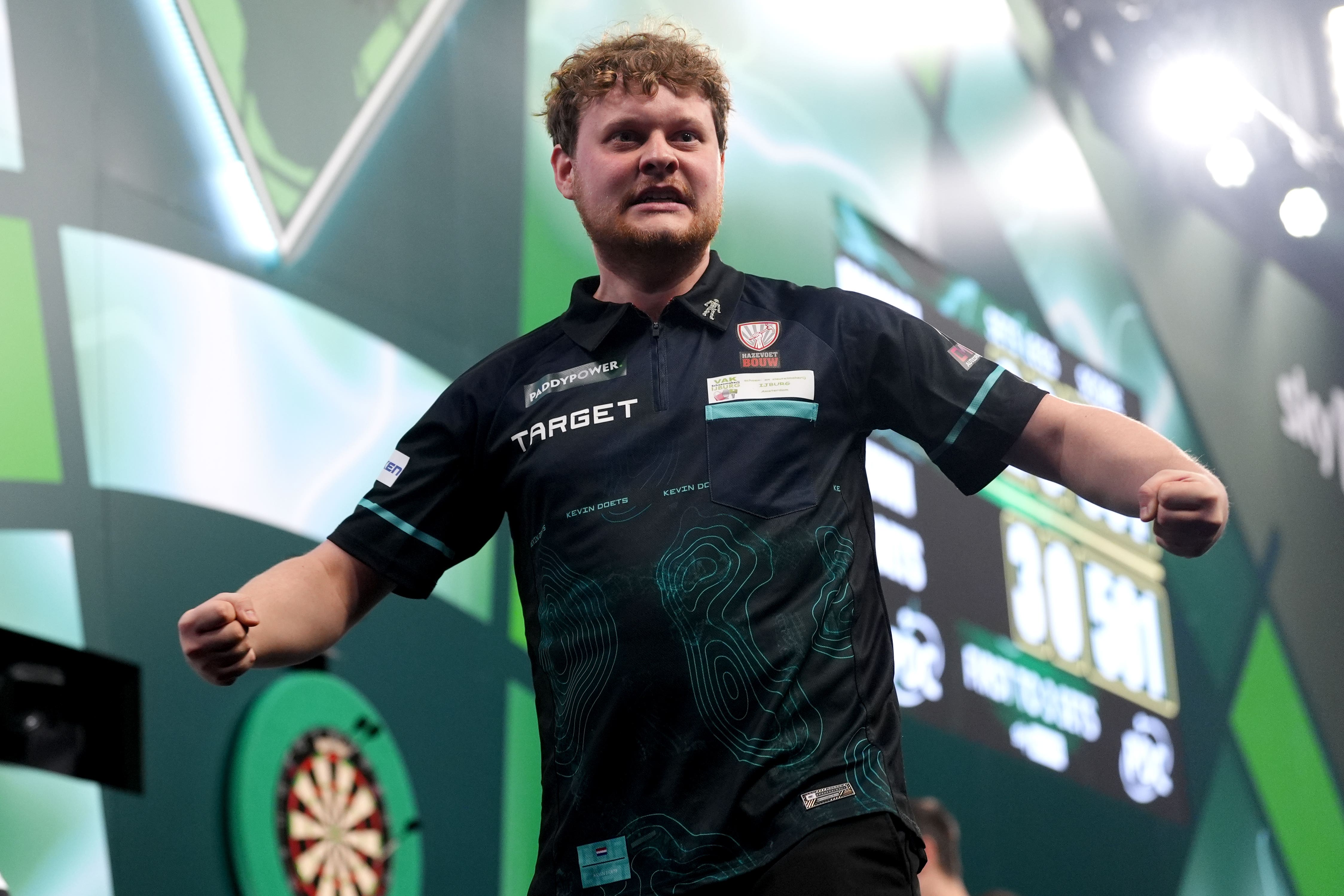 Kevin Doets celebrates his win over Michael Smith (Bradley Collyer/PA)