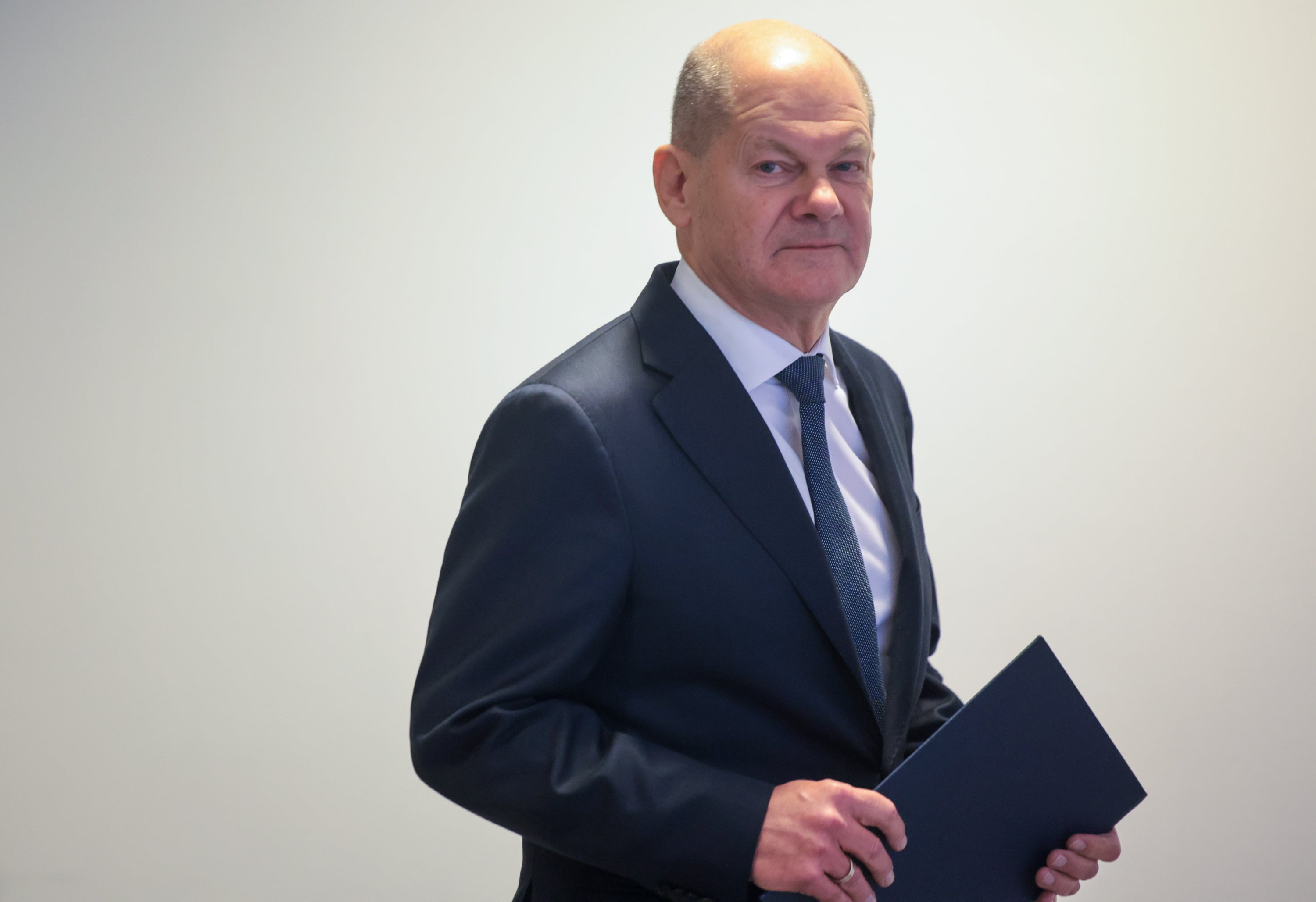 German chancellor Olaf Scholz attends a press conference after the EU Summit in Brussels, Belgium, 19 December 2024