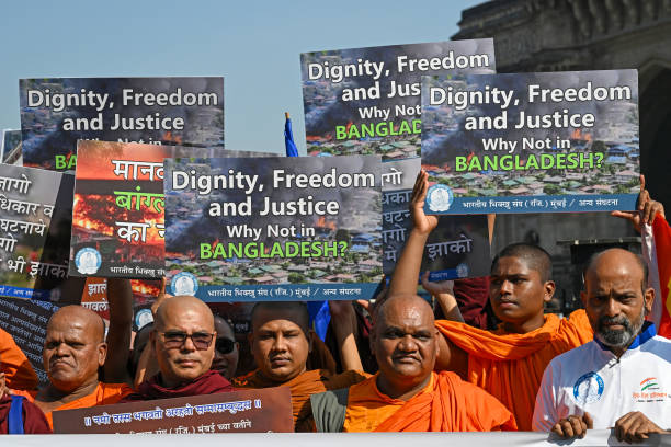 Protesters demonstrate in India against attacks on Bangladesh’s Hindu minority