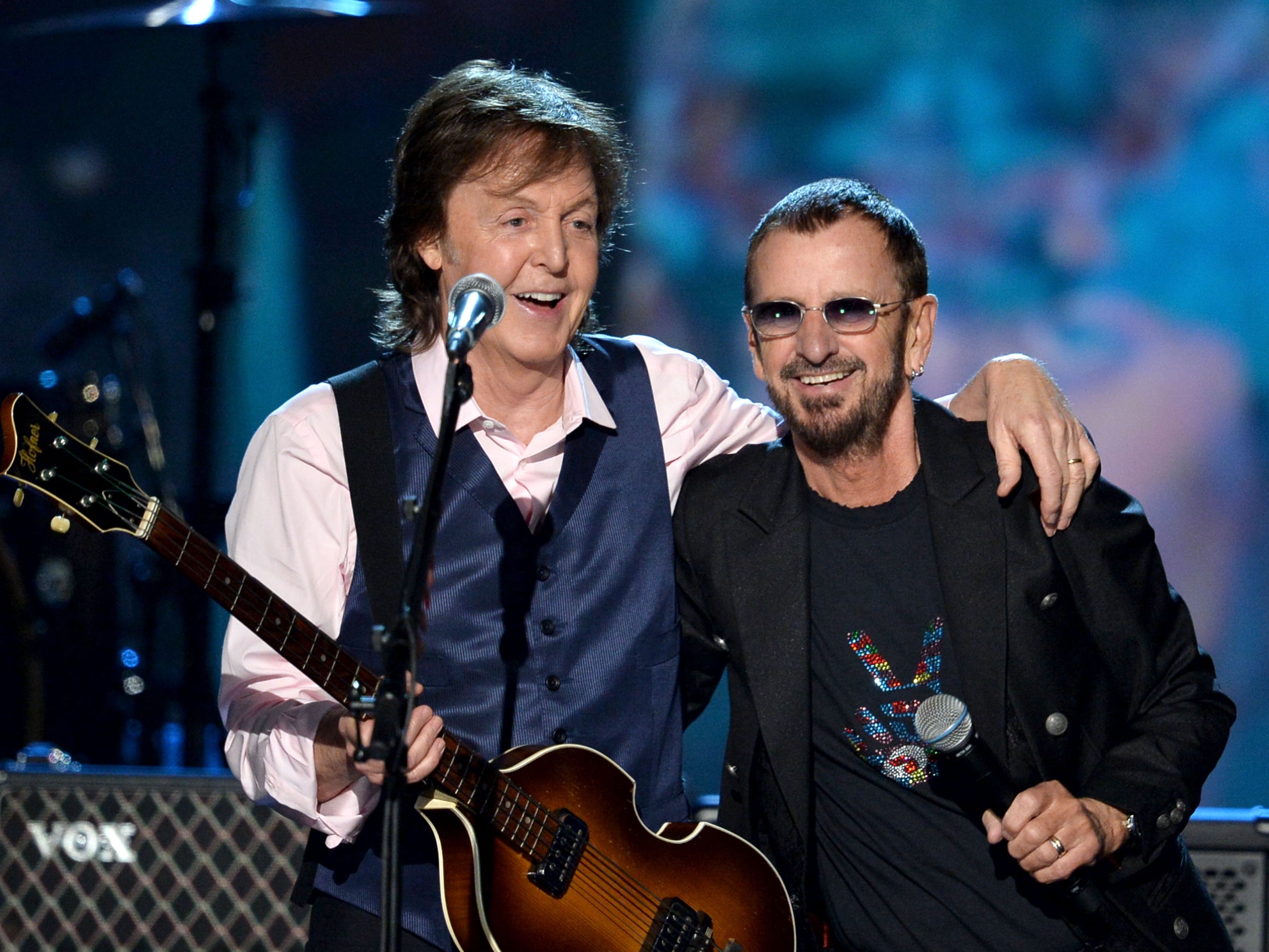 McCartney with Starr onstage in 2014