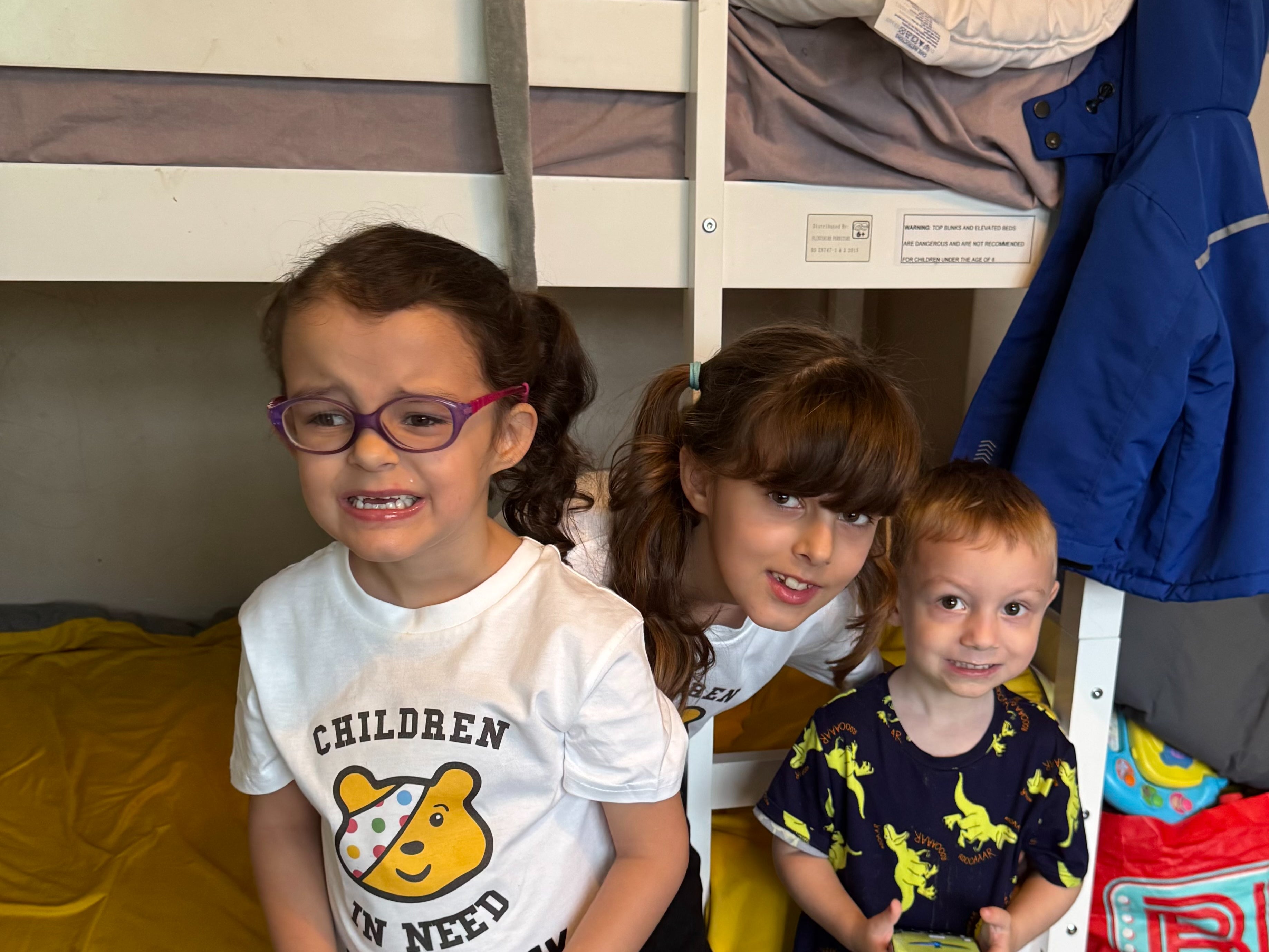 Annie-May, four, Sandra, eight, and two-year-old Anthony now sleep in their own beds