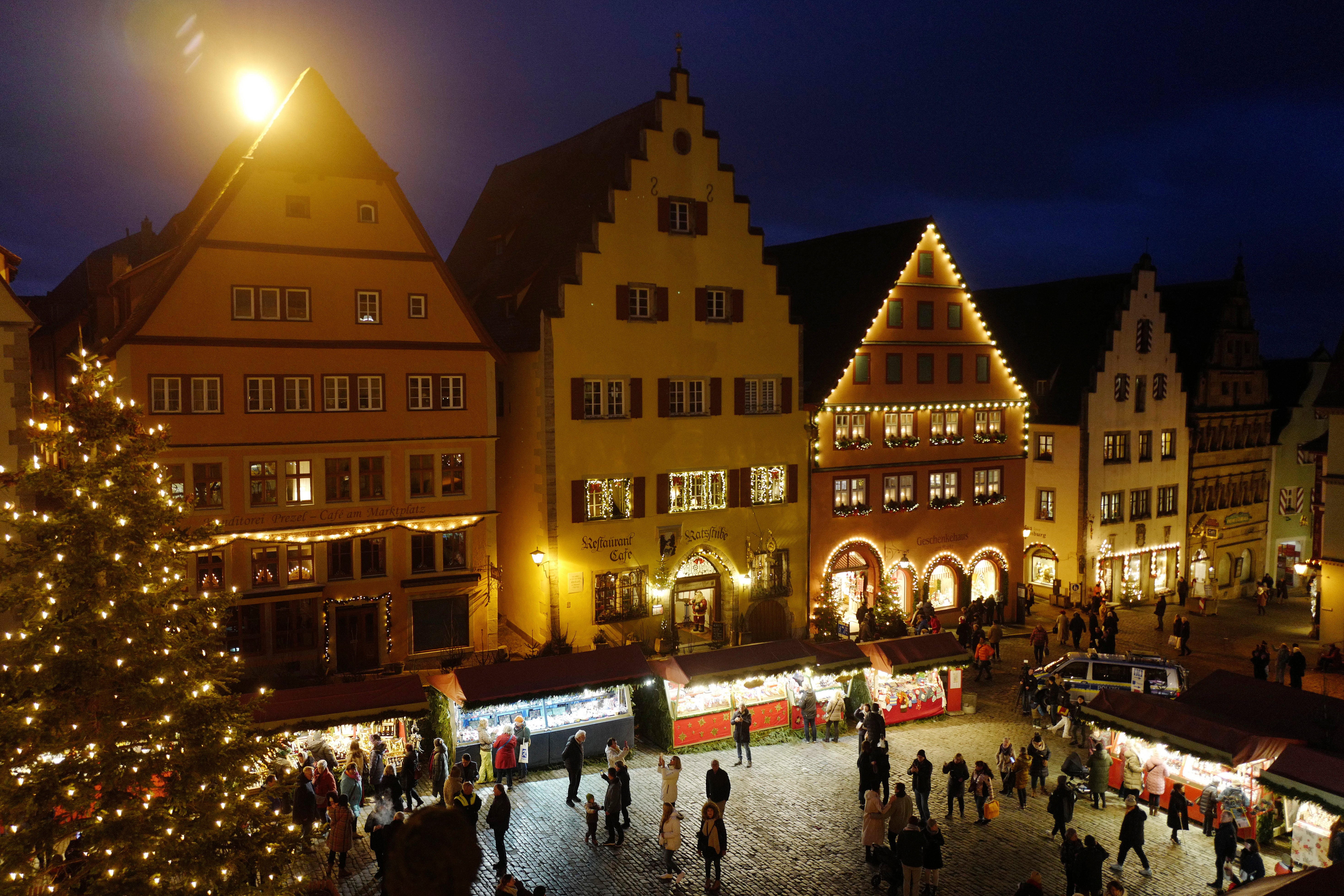 A Christmas market in Rothenburg ob der Tauber, Germany