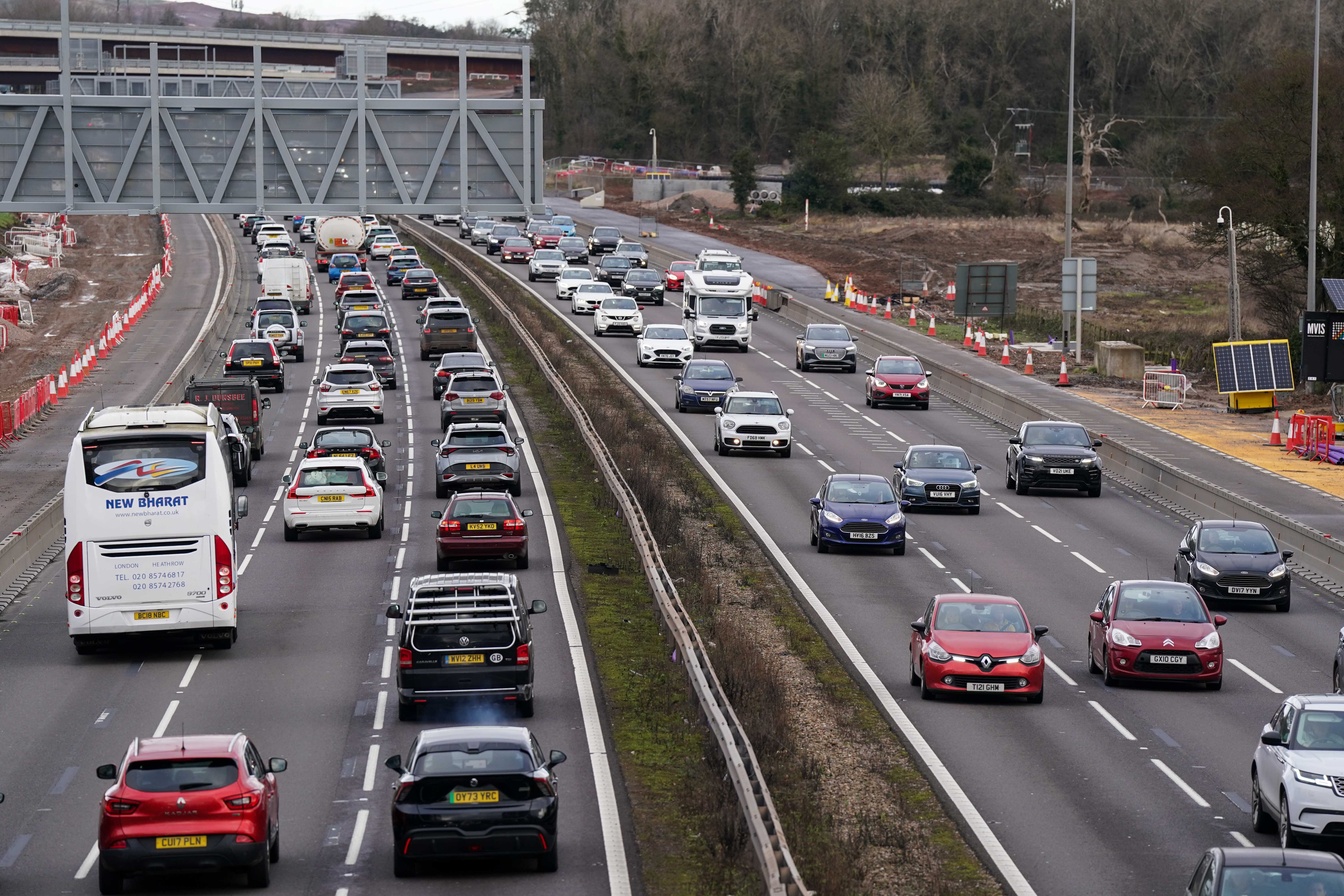 A mix of the Christmas weekend getaway and bad weather has created a ‘perfect storm’ with experts calling for drivers to be patient, allow extra time for travel and increase distances from other vehicles (Jacob King/PA)