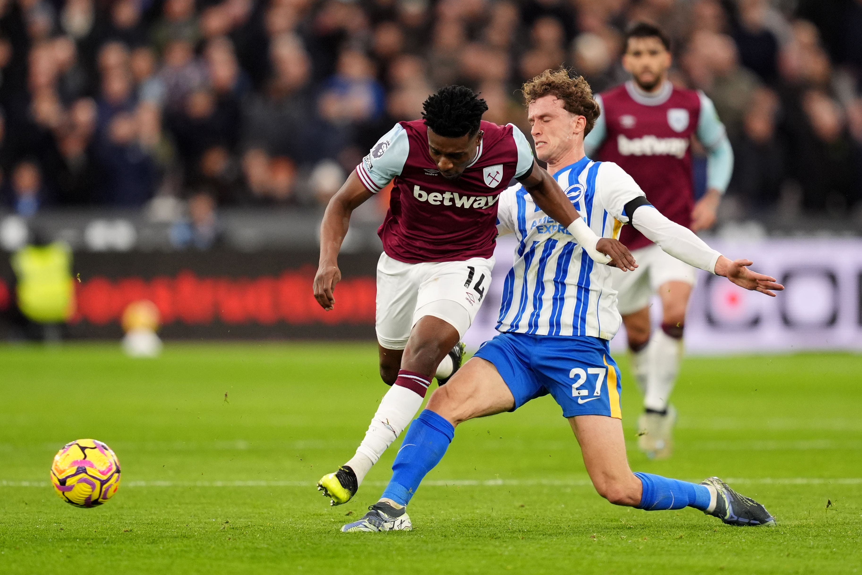 Mohammed Kudus, left, was on the scoresheet for West Ham