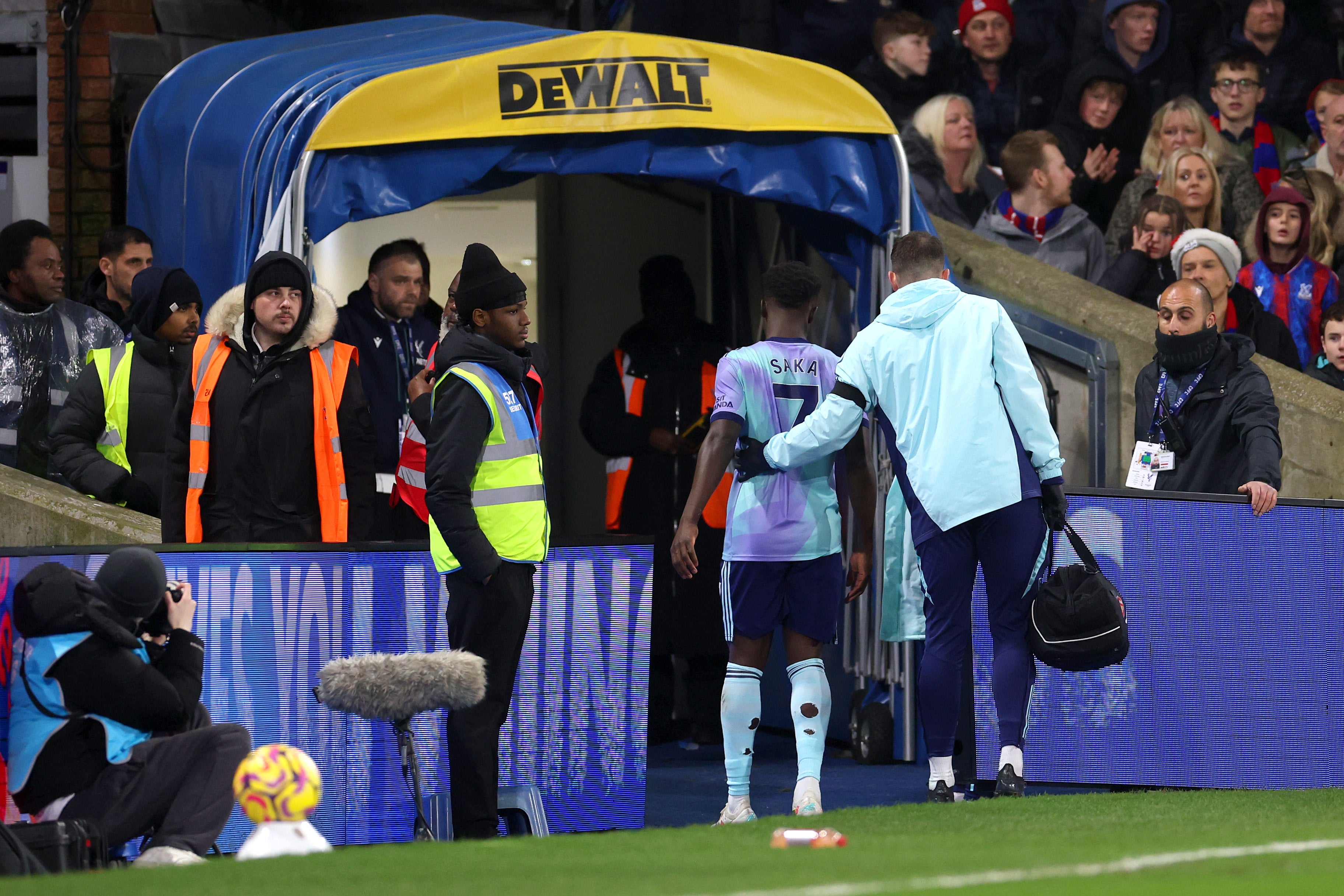 Bukayo Saka’s game against Crystal Palace ended early