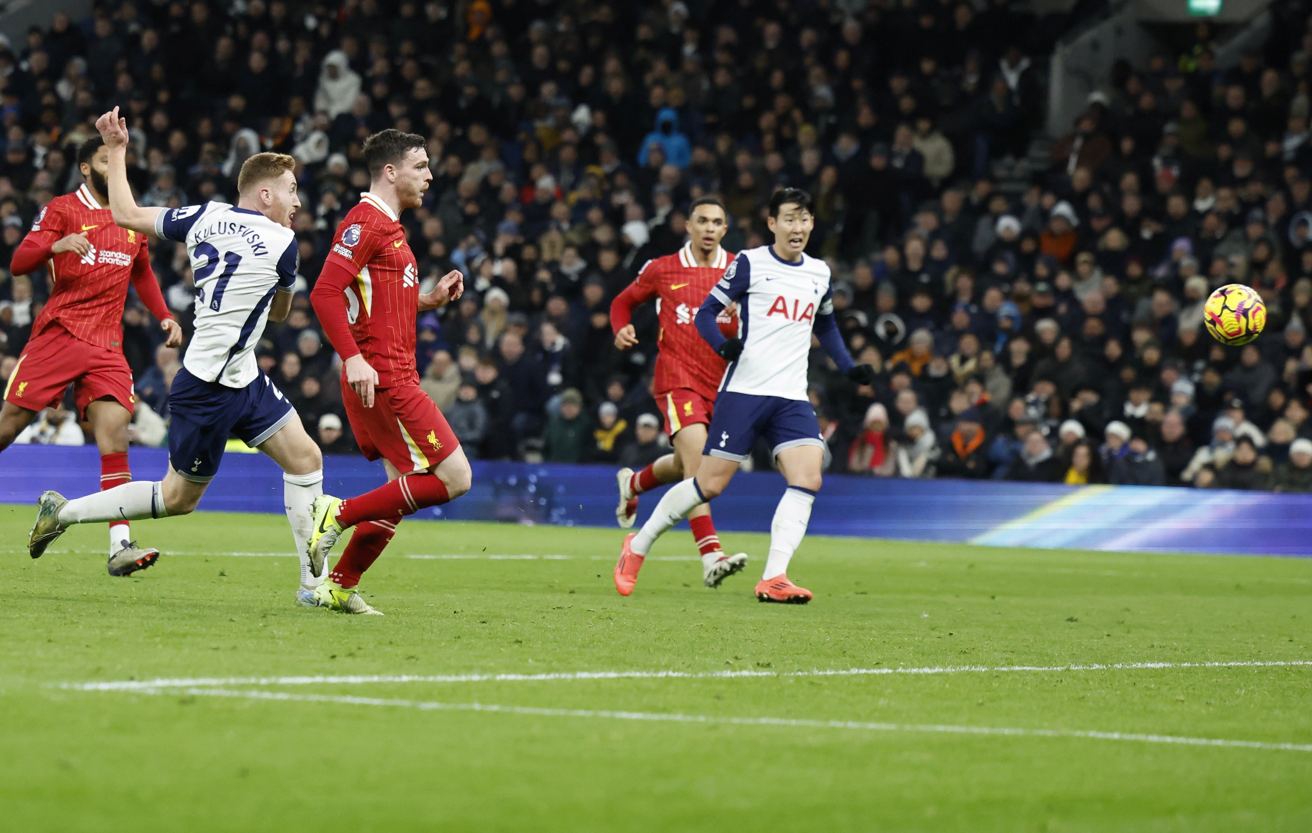 Dejan Kulusevski earned his reward for a positive outing by scoring Tottenham’s second goal