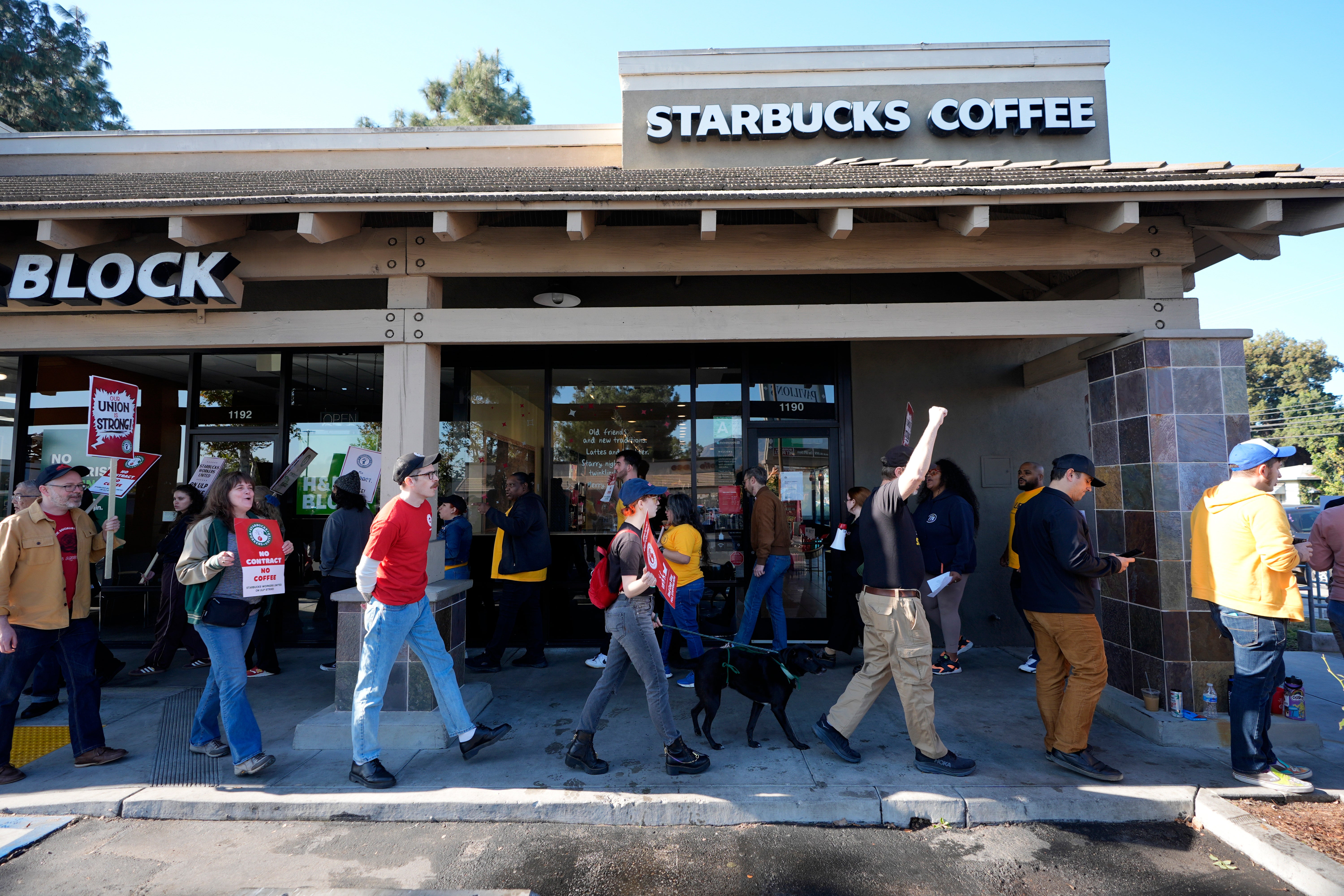 Starbucks stated that only an estimated 10 stores out of 10,000 across the US had not opened on Friday due to the strike