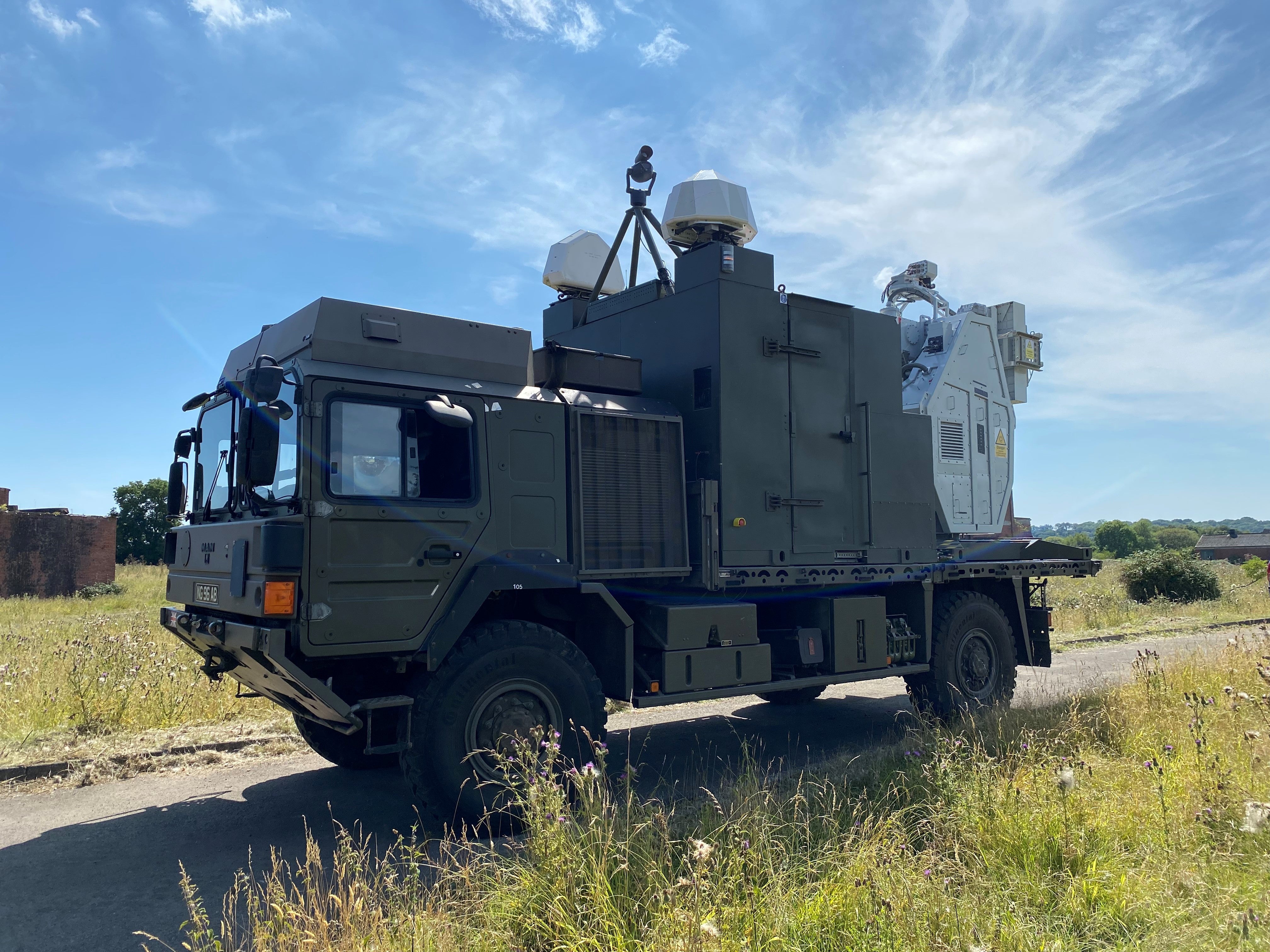 The Ministry of Defence truck mounted, Radio Frequency Directed Energy Weapon (RFDEW) development system that can detect, track and engage a range of threats across land, air and sea