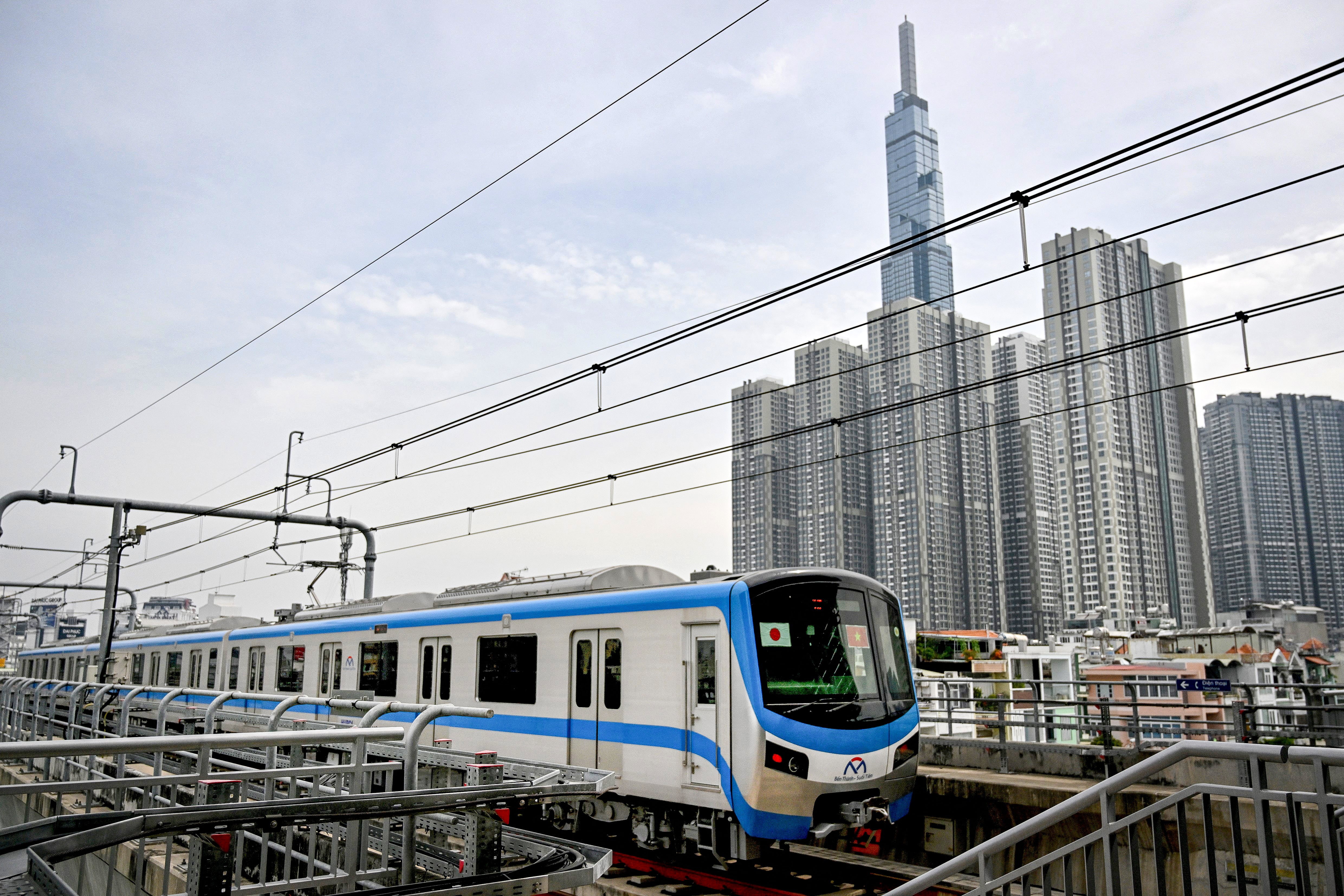 A train on Line 1 of the long-awaited system