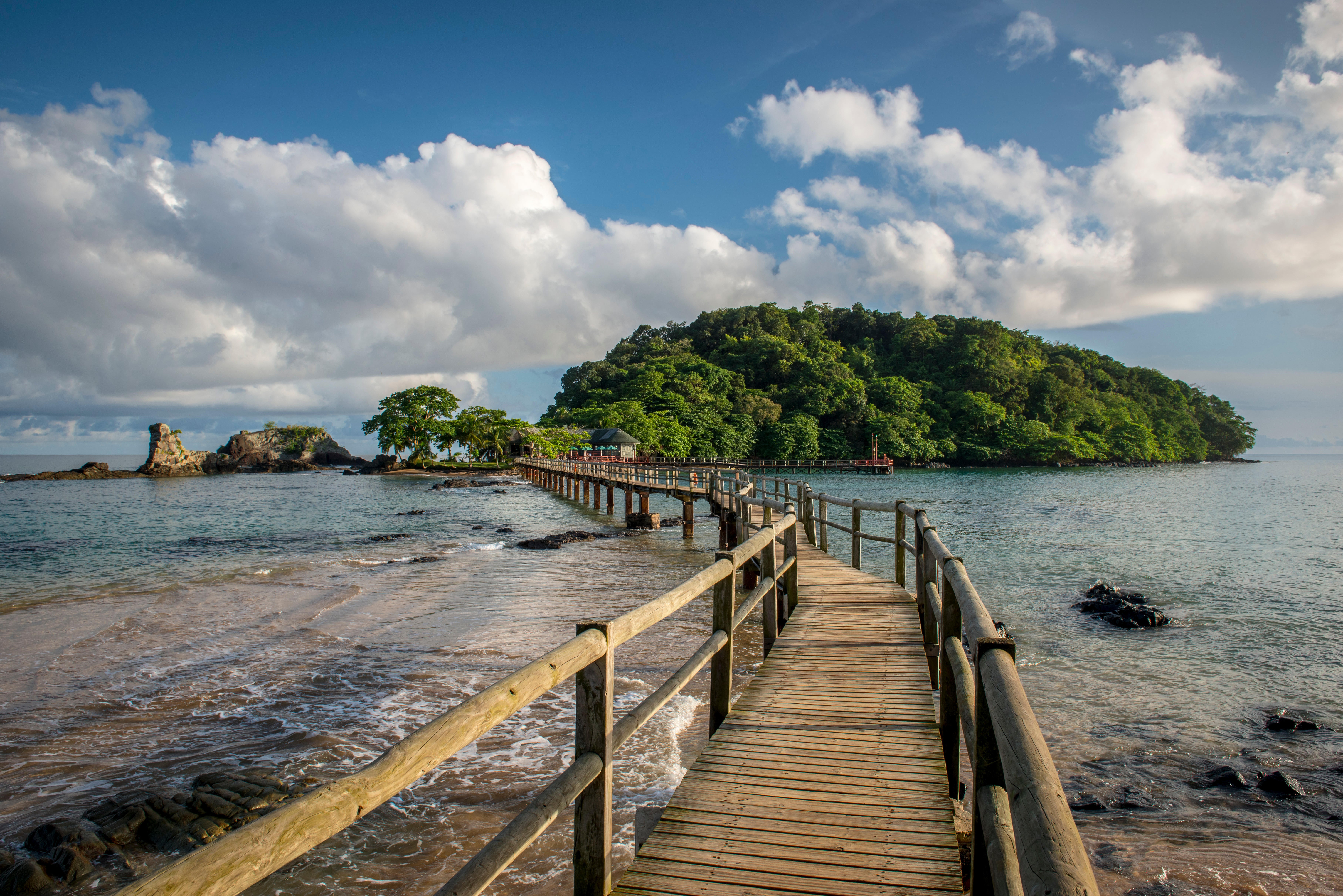 Wooden bridge to an islet at Bom Bom (Alamy/PA)