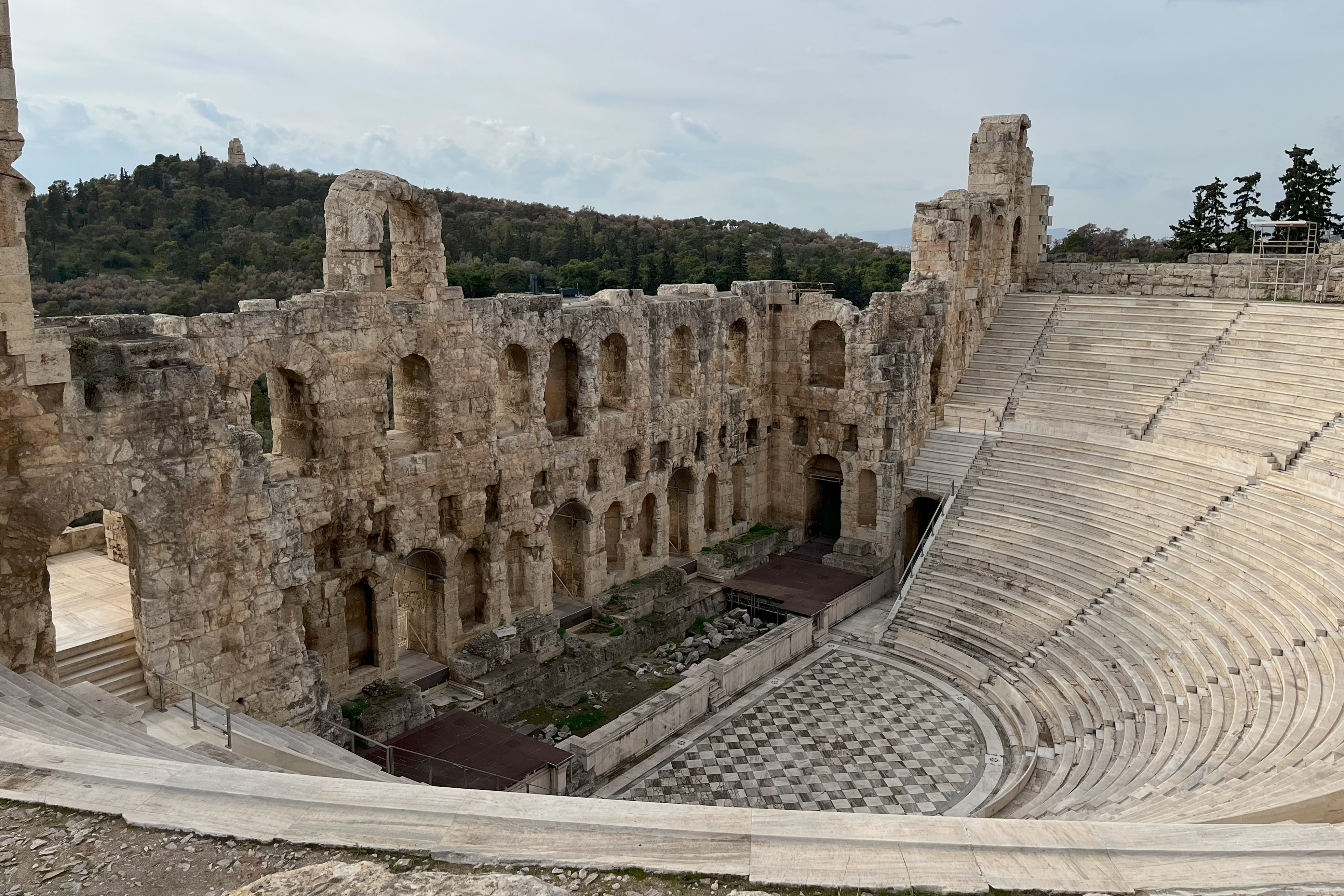 Exploring historic sites, like the Odeon of Herodes Atticus, is far more bareable in cooler conditions