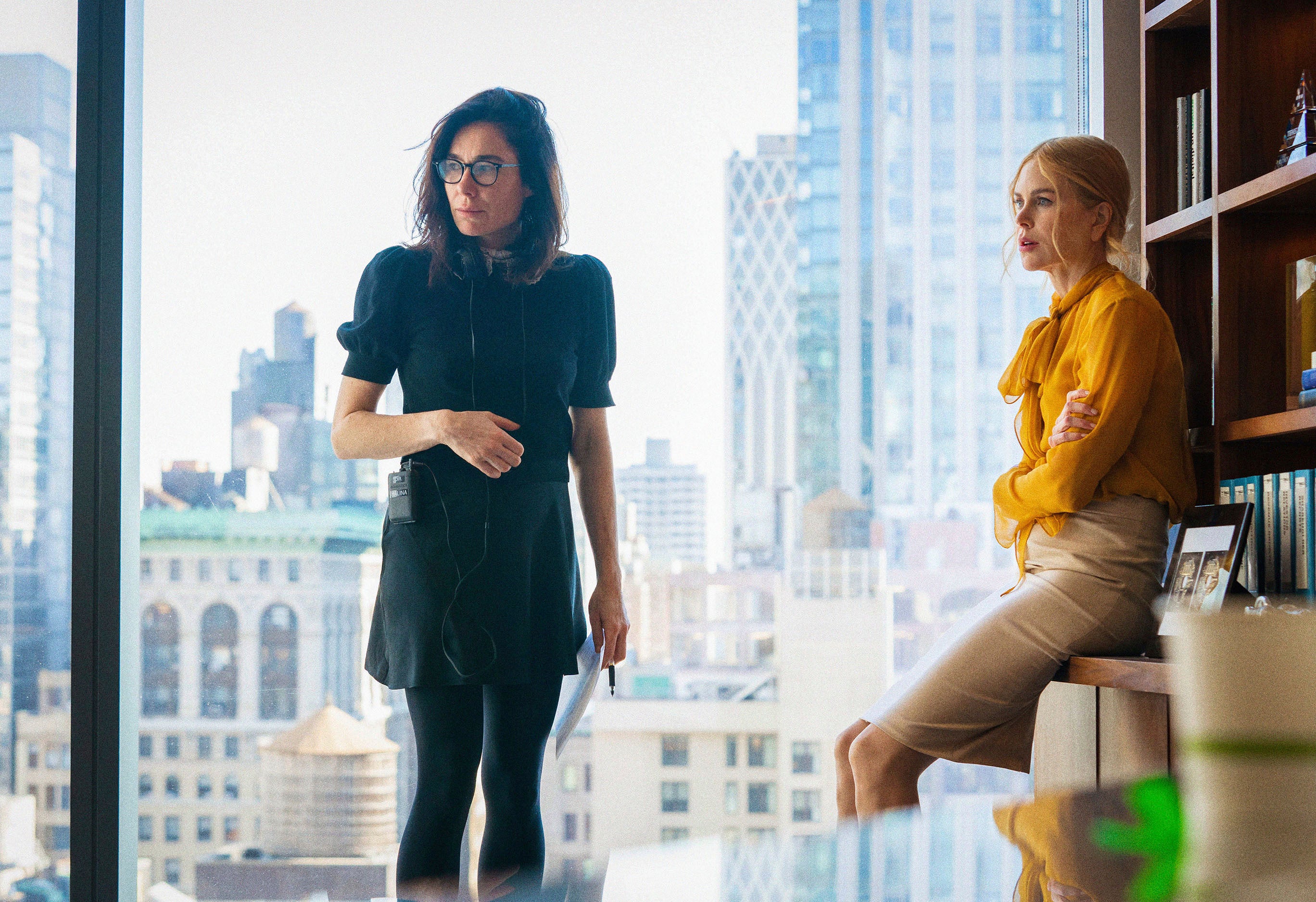 Halina Reijn, left, and Nicole Kidman on the set of Babygirl