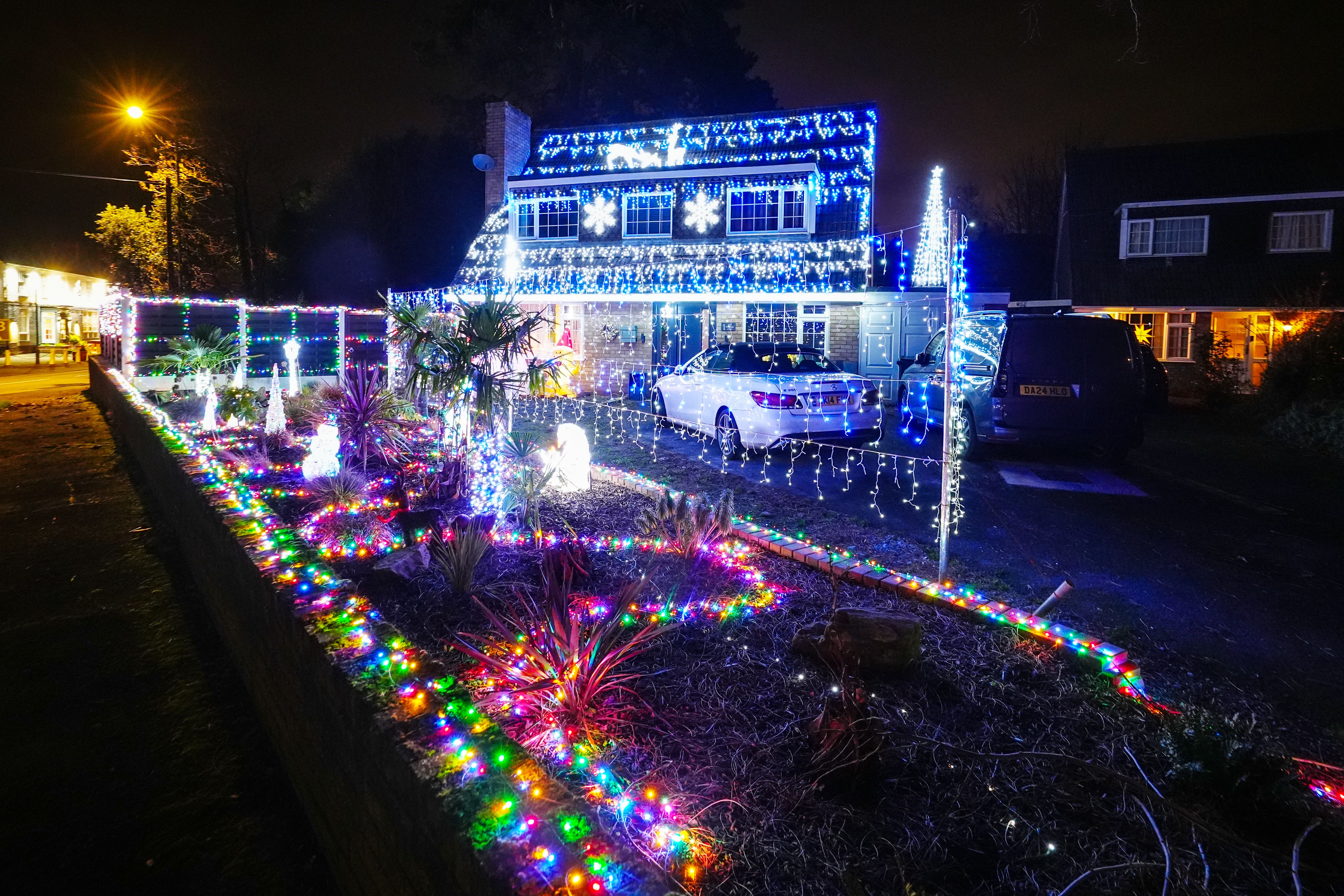 The owners of a house in Kempsey, Worcestershire, spent hours creating a spectacular display (David Davies/PA)