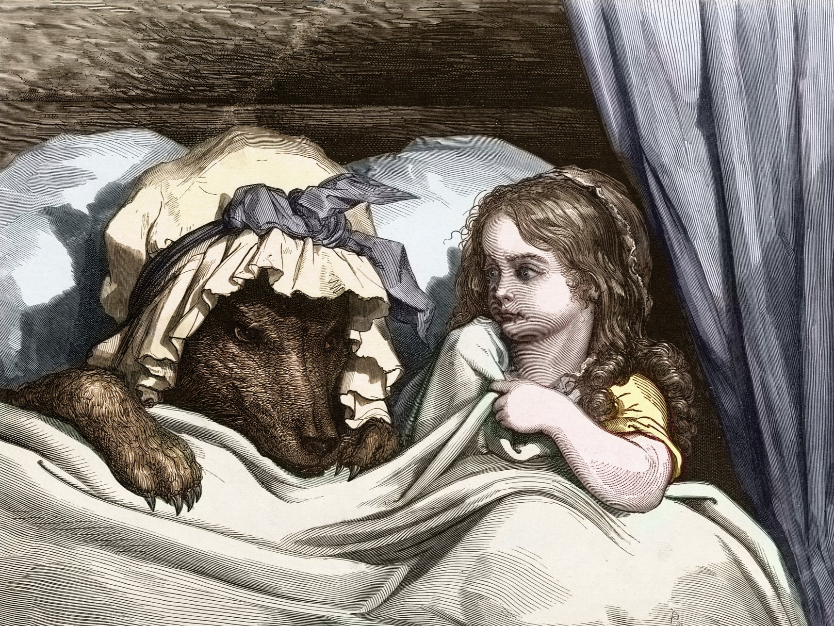 Friend or foe? A child regards her grandmother-turned-wolf with a degree of scepticism