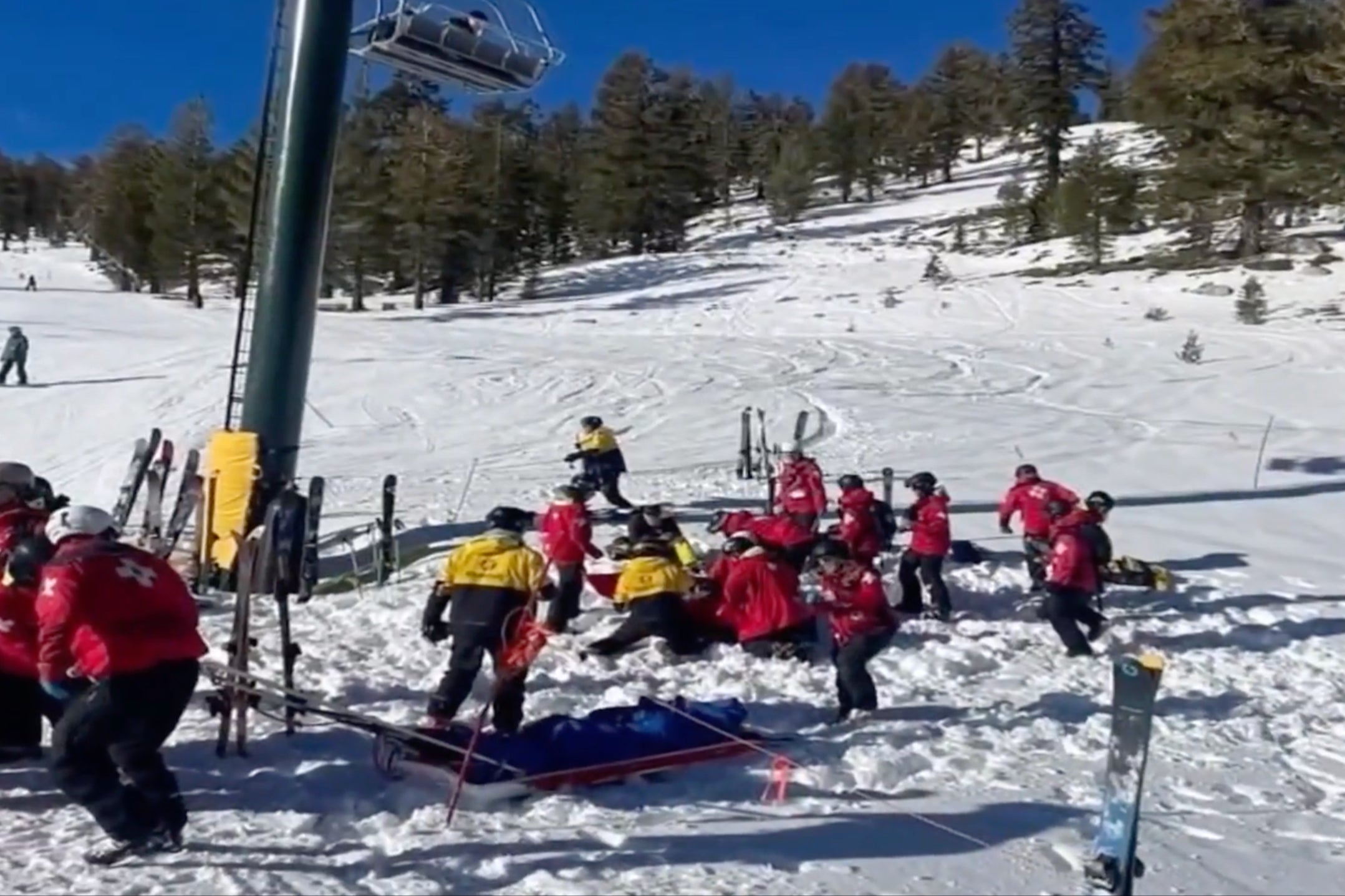 First responders were seen gathered underneath the chairlift following the incident