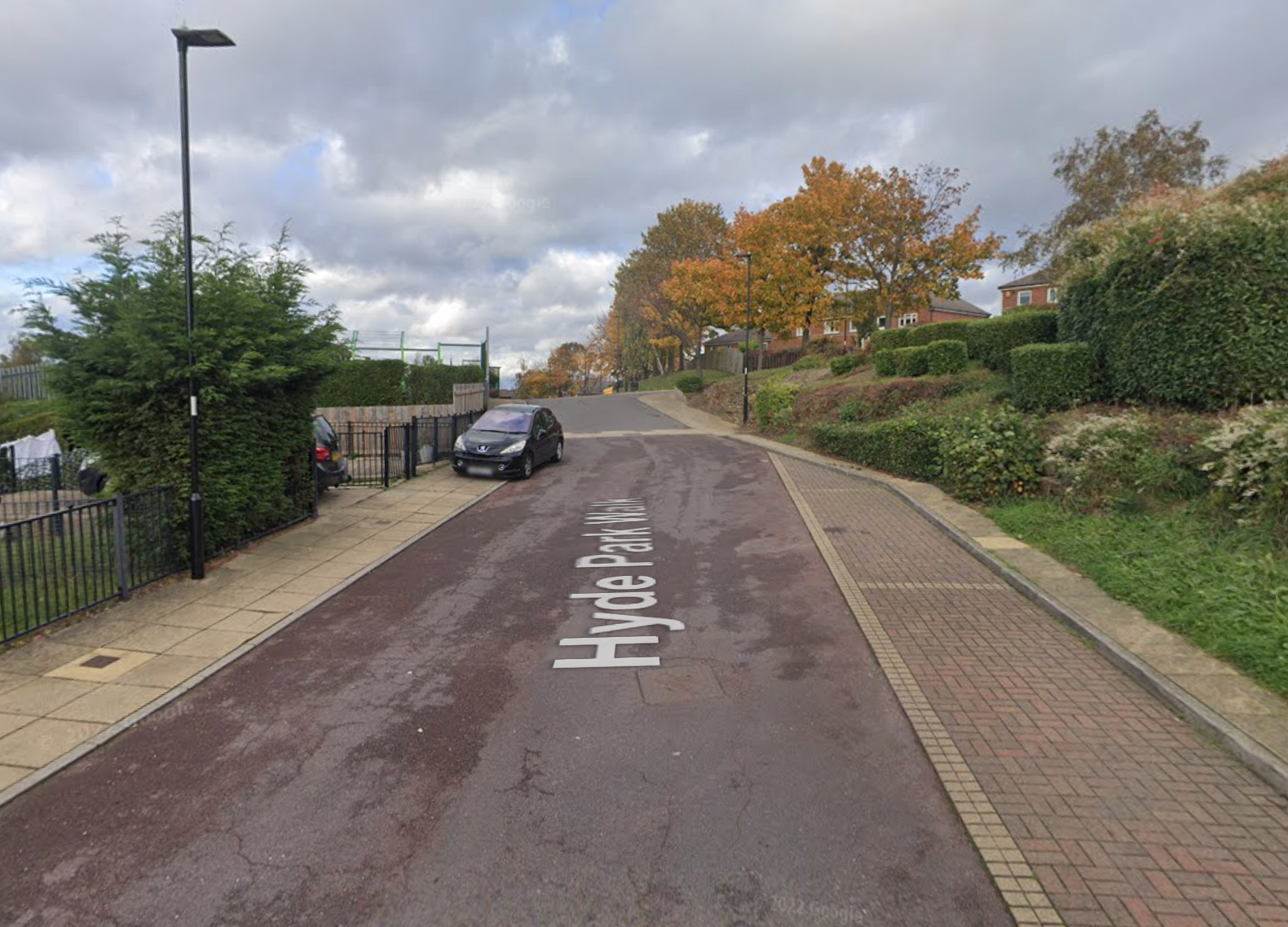 The black Ford Fiesta crashed in The Hyde Park Walk area of Sheffield on Monday