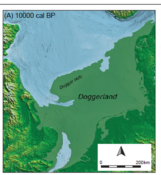 The vanished Stone Age land (c 8000BC) that now lies beneath the southern half of the North Sea