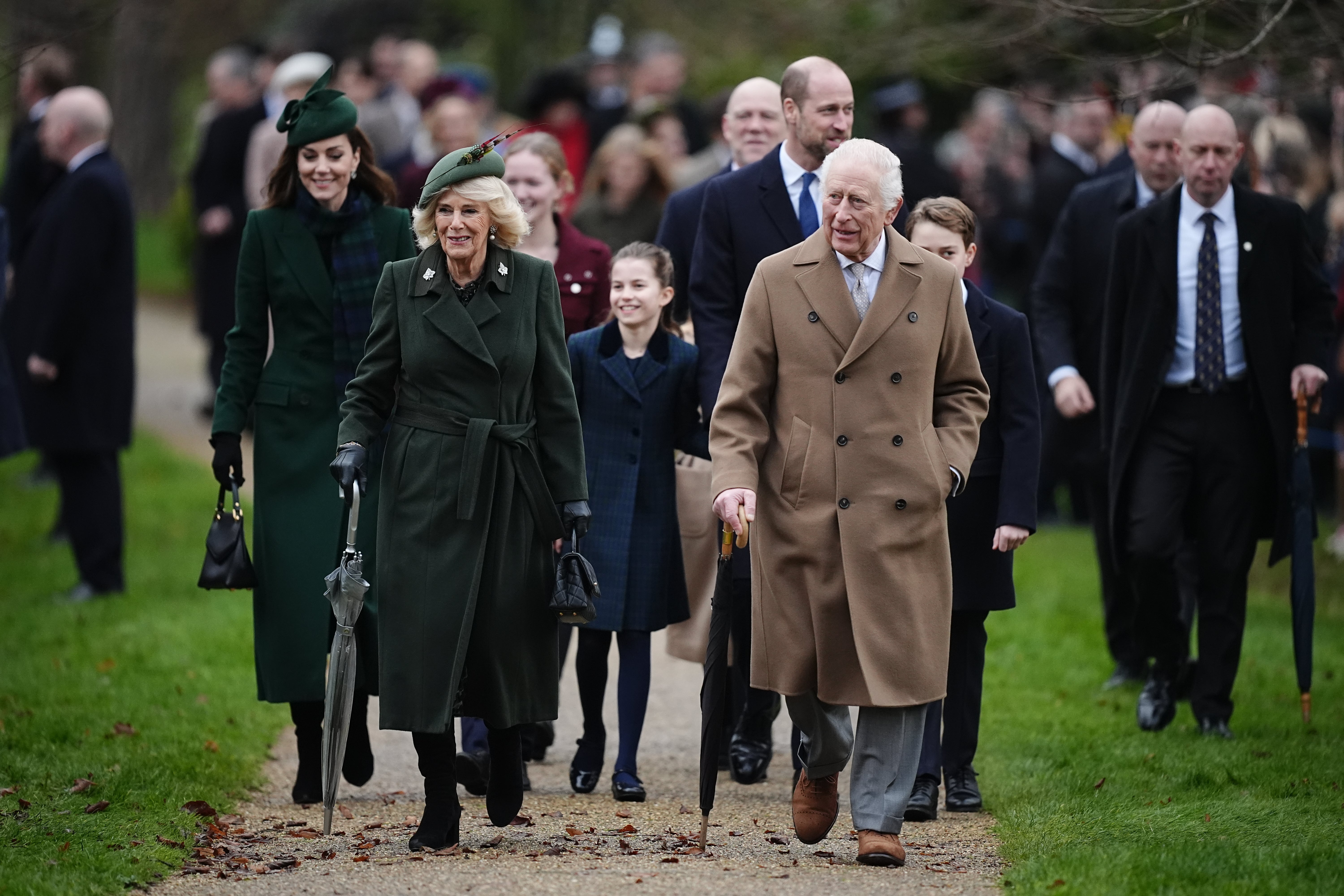 King Charles and Queen Camilla have been joined by Prince William, Kate and their three children