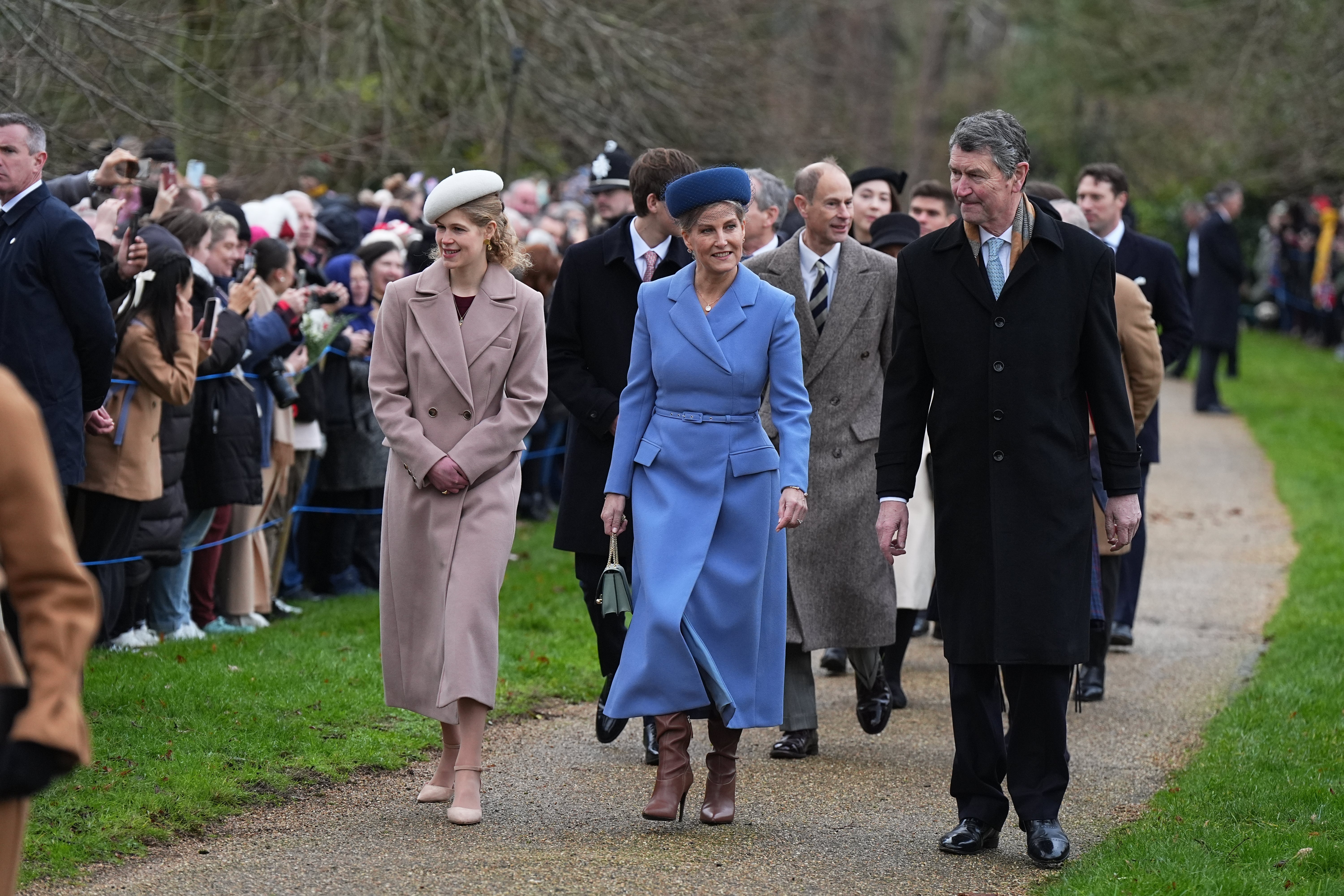 The Duke and Duchess of Edinburgh attending the service with their children and Vice Admiral Sir Tim Laurence