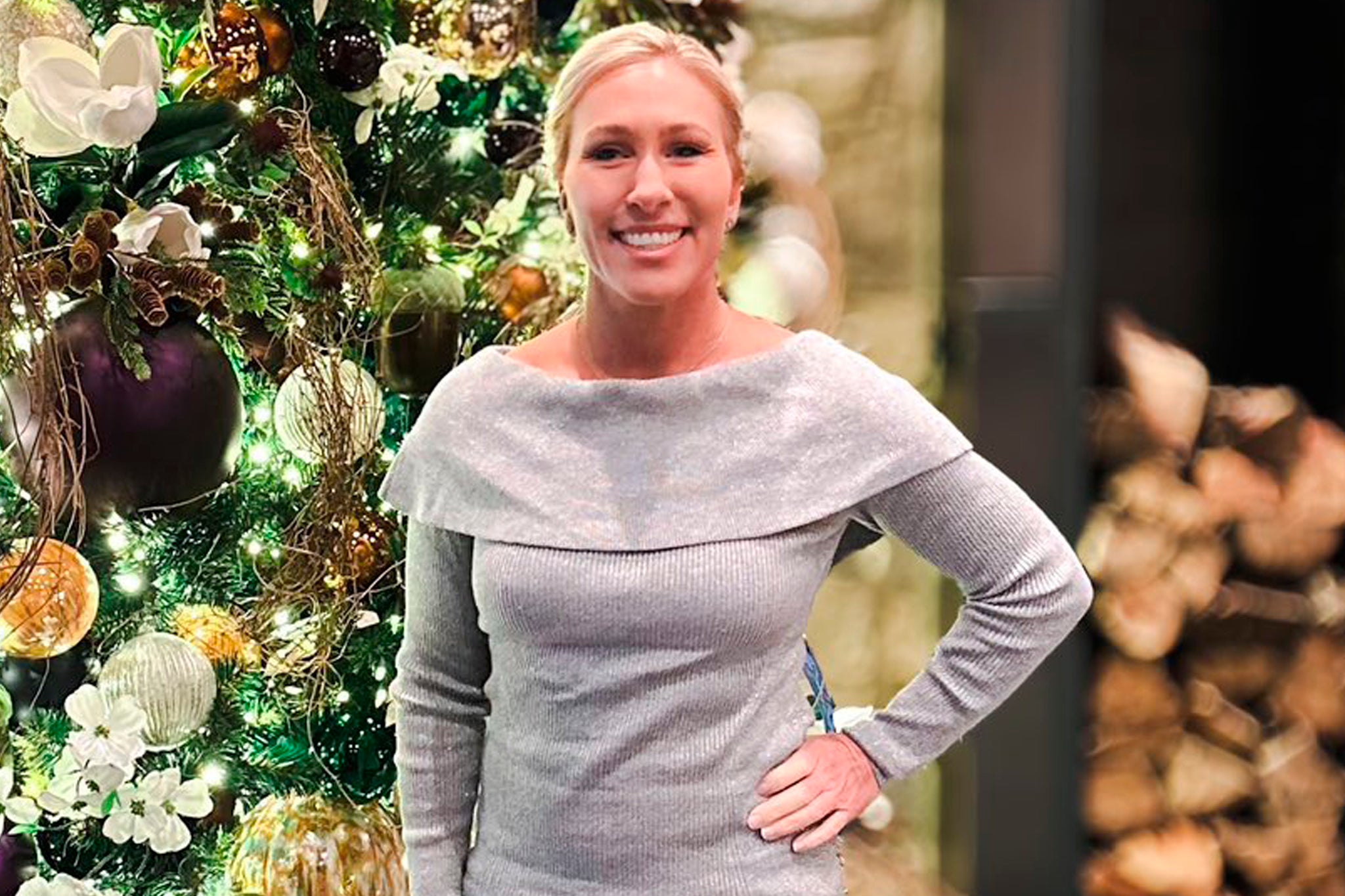 MAGA’s Marjorie Taylor Greene shares a holiday photo in front of a Christmas tree