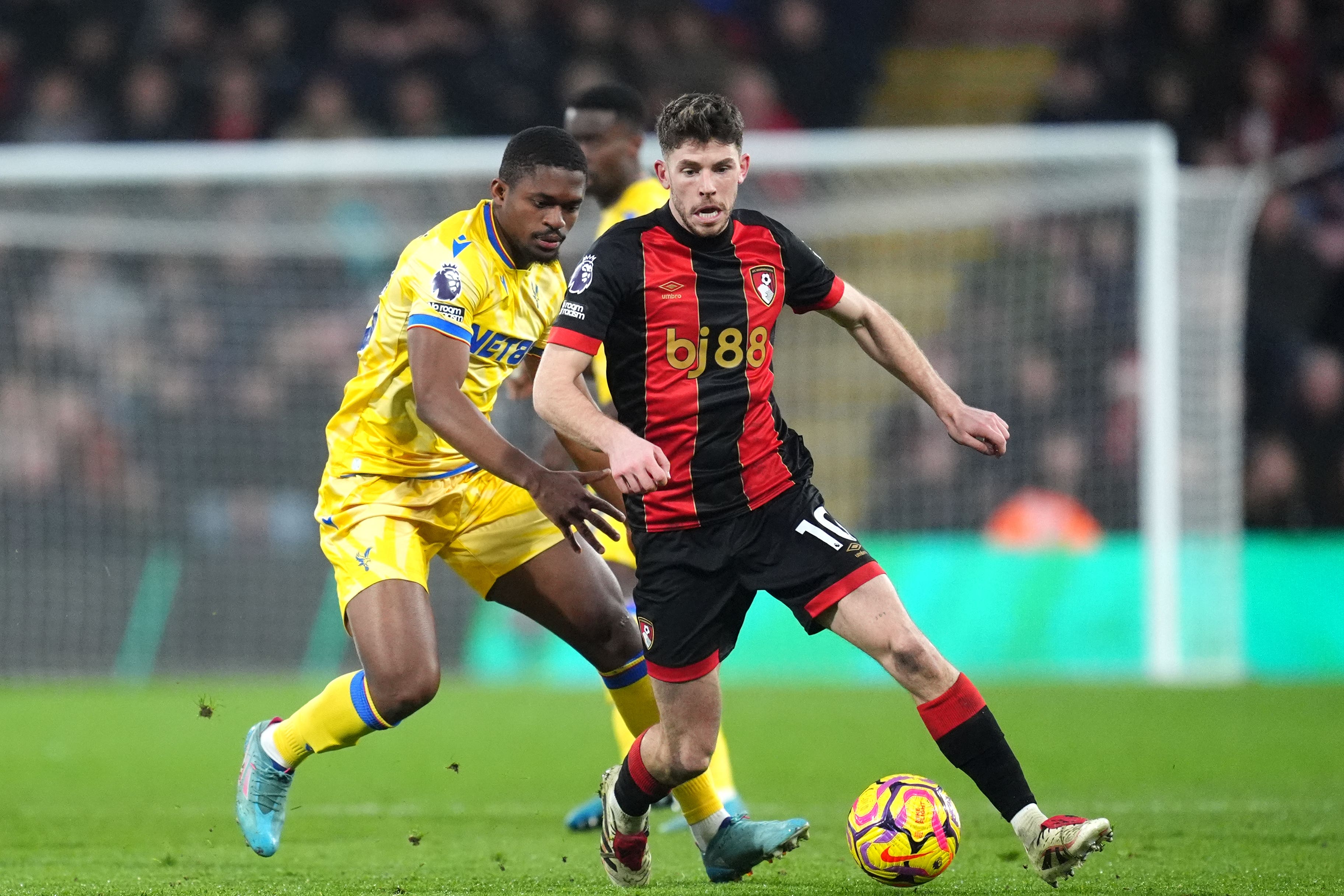 Crystal Palace’s Cheick Doucoure and Bournemouth’s Ryan Christie battle for the ball (Adam Davy/PA)