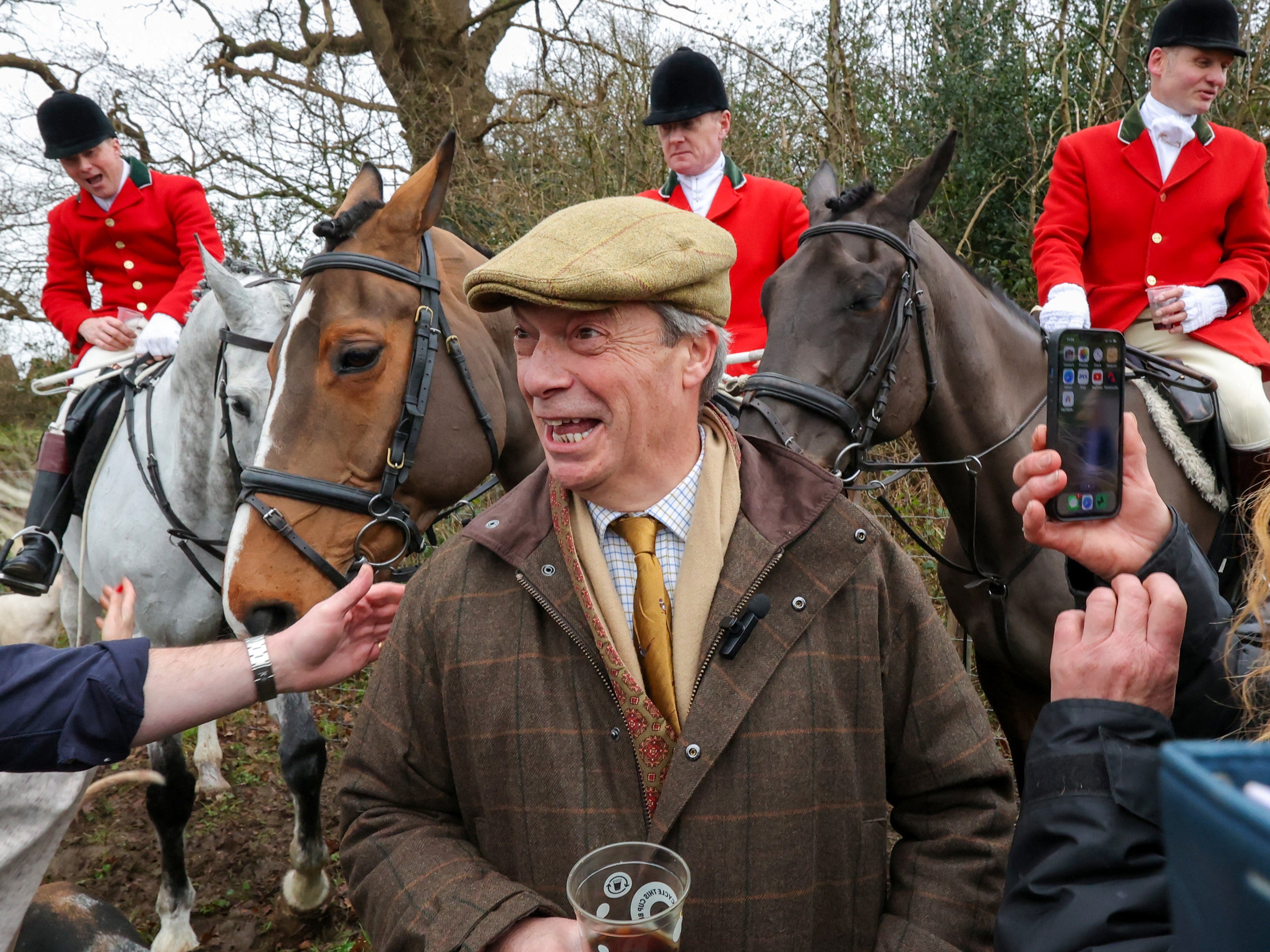 Nigel Farage supported a hunt in Kent on Boxing Day as the row blew up