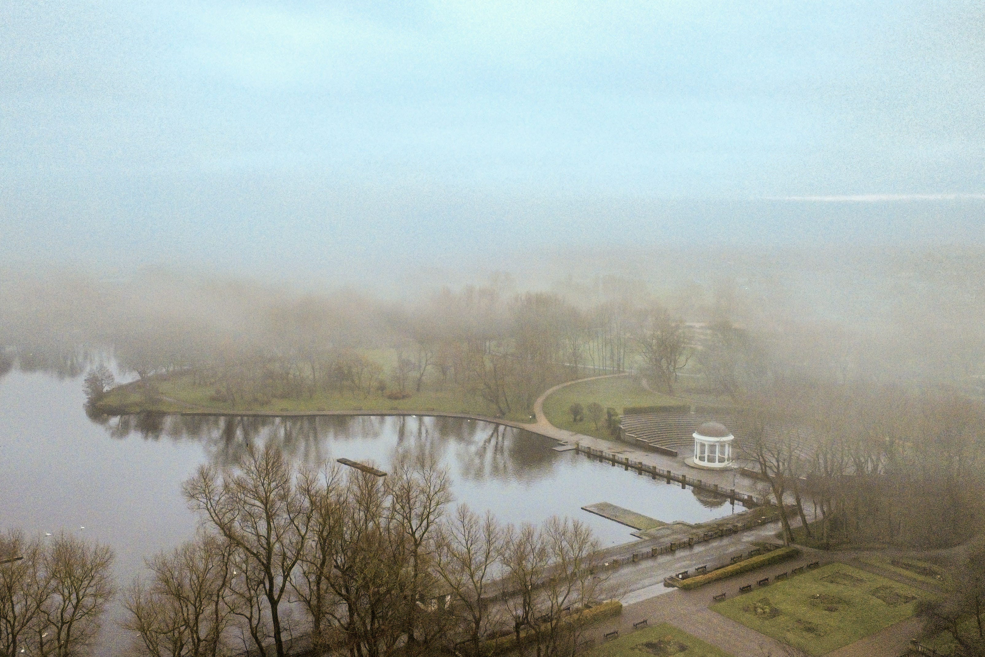 A blanket of fog over Stanley Park in Blackpool on Boxing Day (Teddy Holmes/PA)