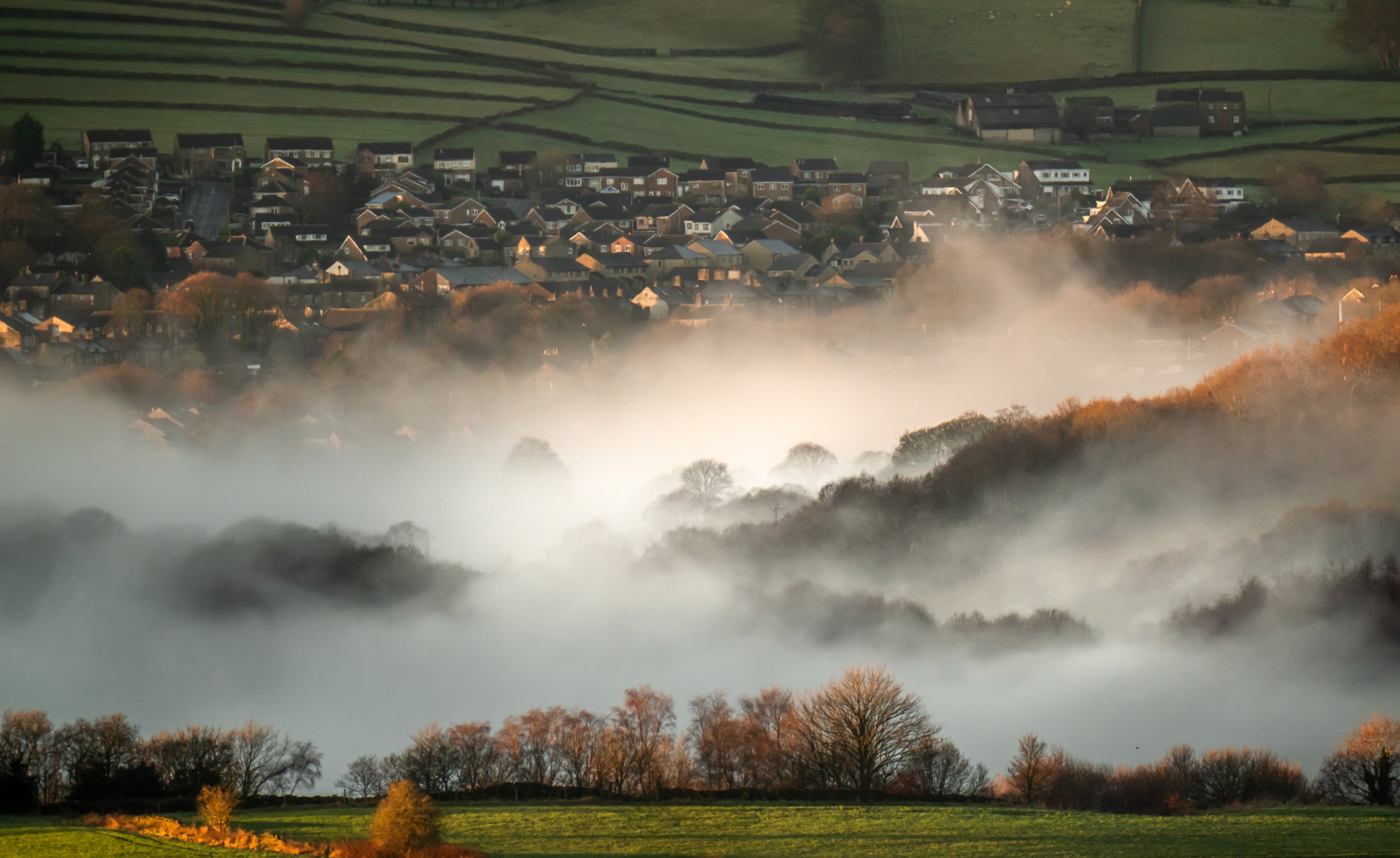 Low-lying fog over Huddersfield, Yorkshire in December
