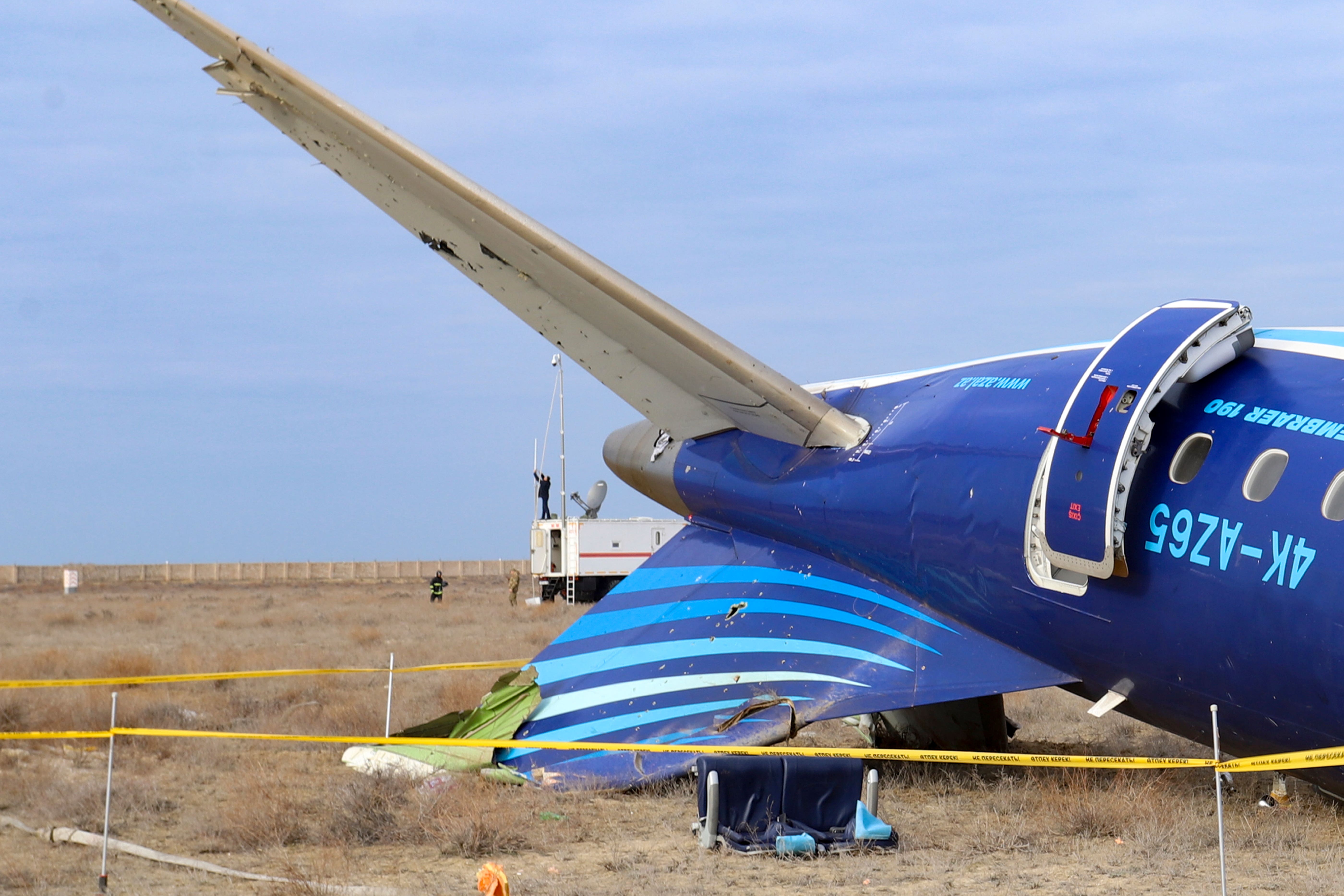 Russian air defences have been blamed for downing an Azerbaijan Airlines flight on Christmas Day (Administration of the Mangystau Region via AP)