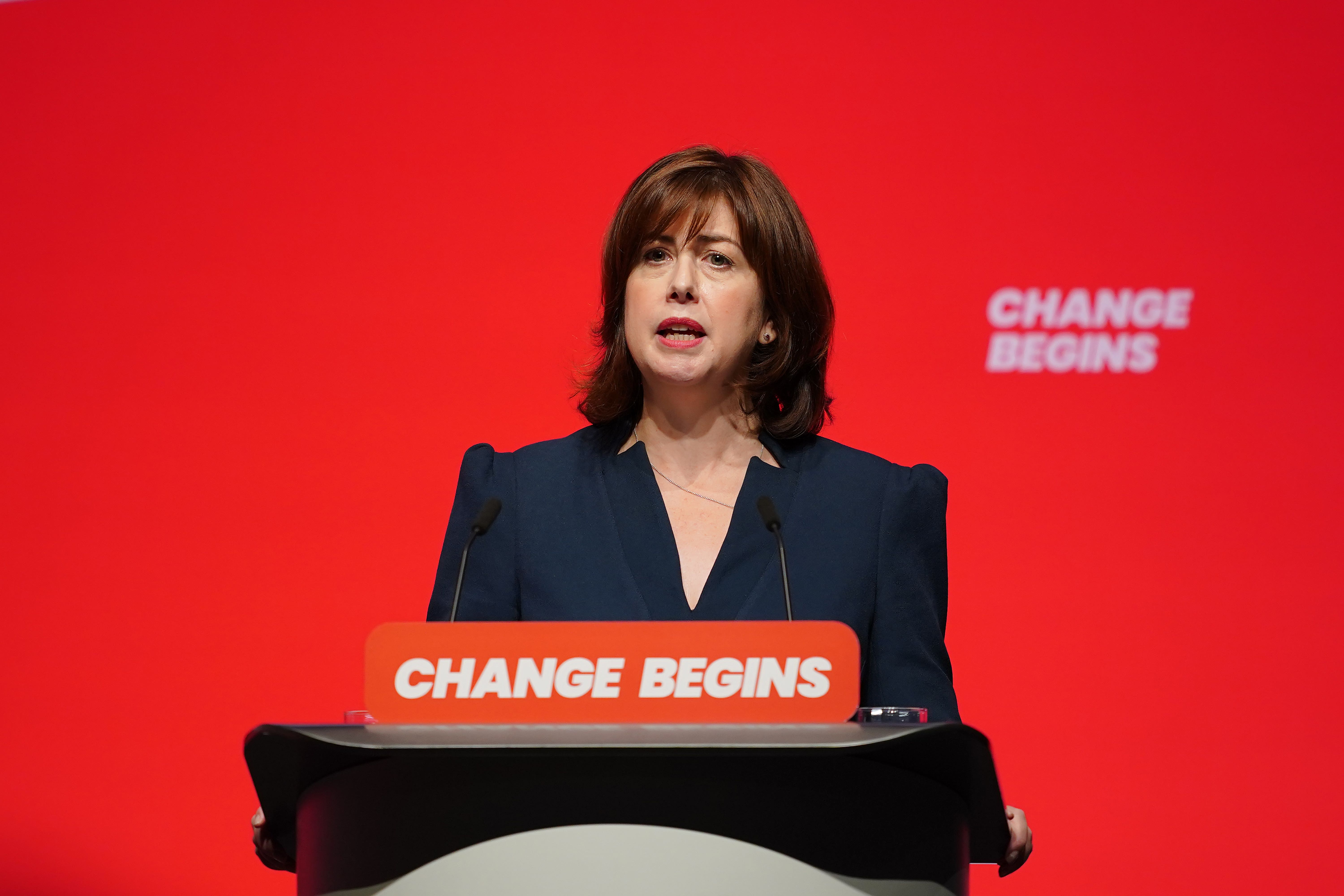 Leader of the House of Commons Lucy Powell speaking during the Labour Party Conference in Liverpool (Peter Byrne/PA)