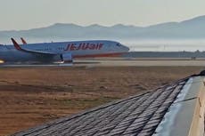 Moment Jeju Air plane skids along South Korea runway before crash