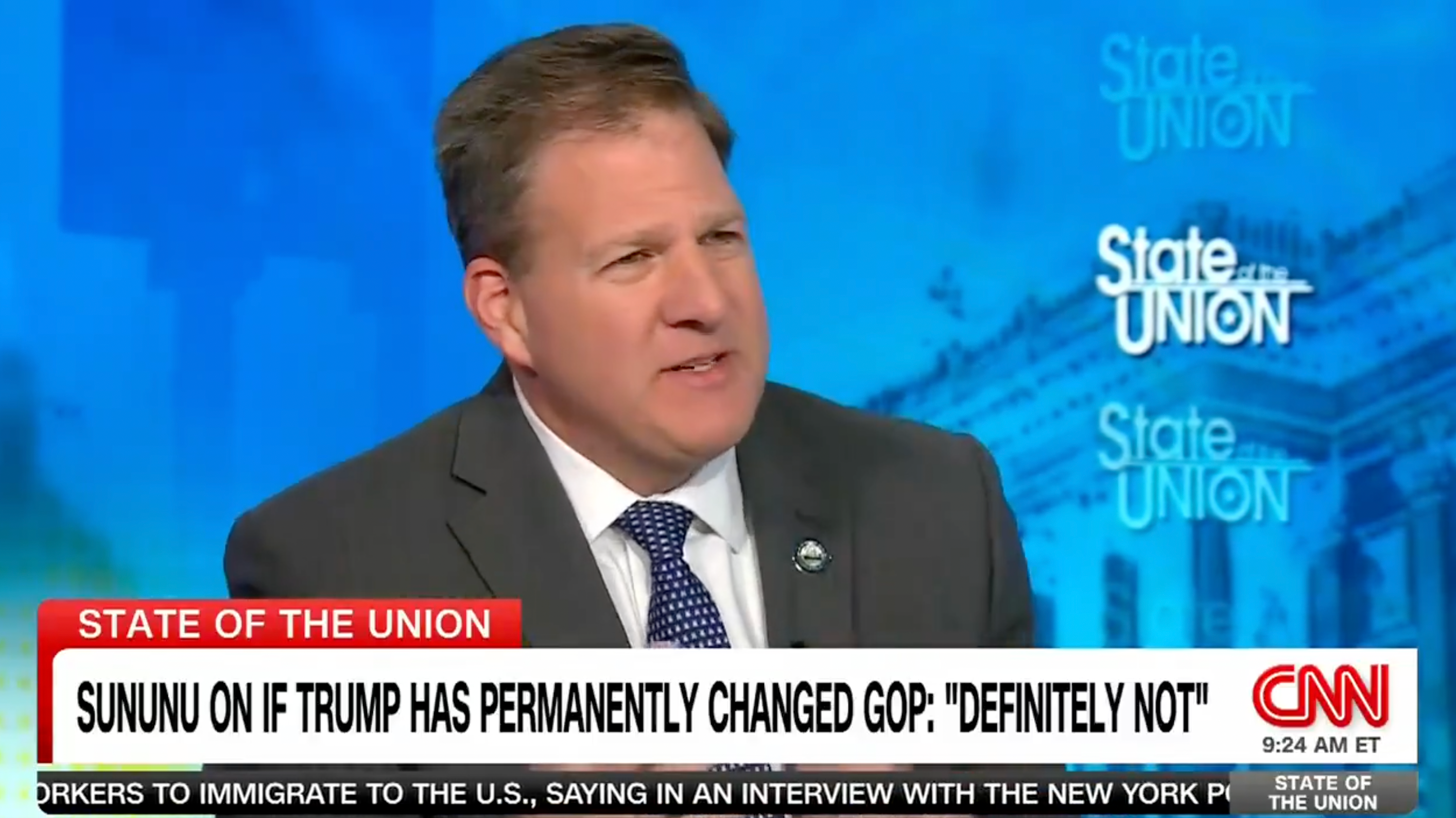 Sununu, a moderate Republican, said he does not think President-elect Donald Trump has permanently changed the GOP