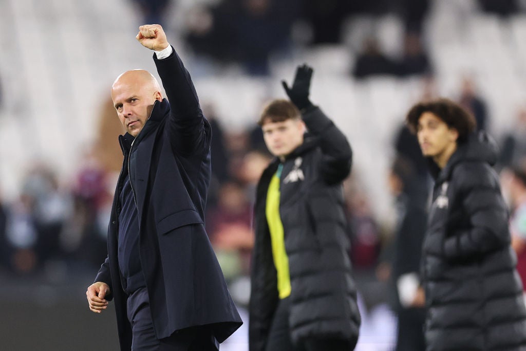 Arnie Slot acknowledges the fans after his team’s devastating win