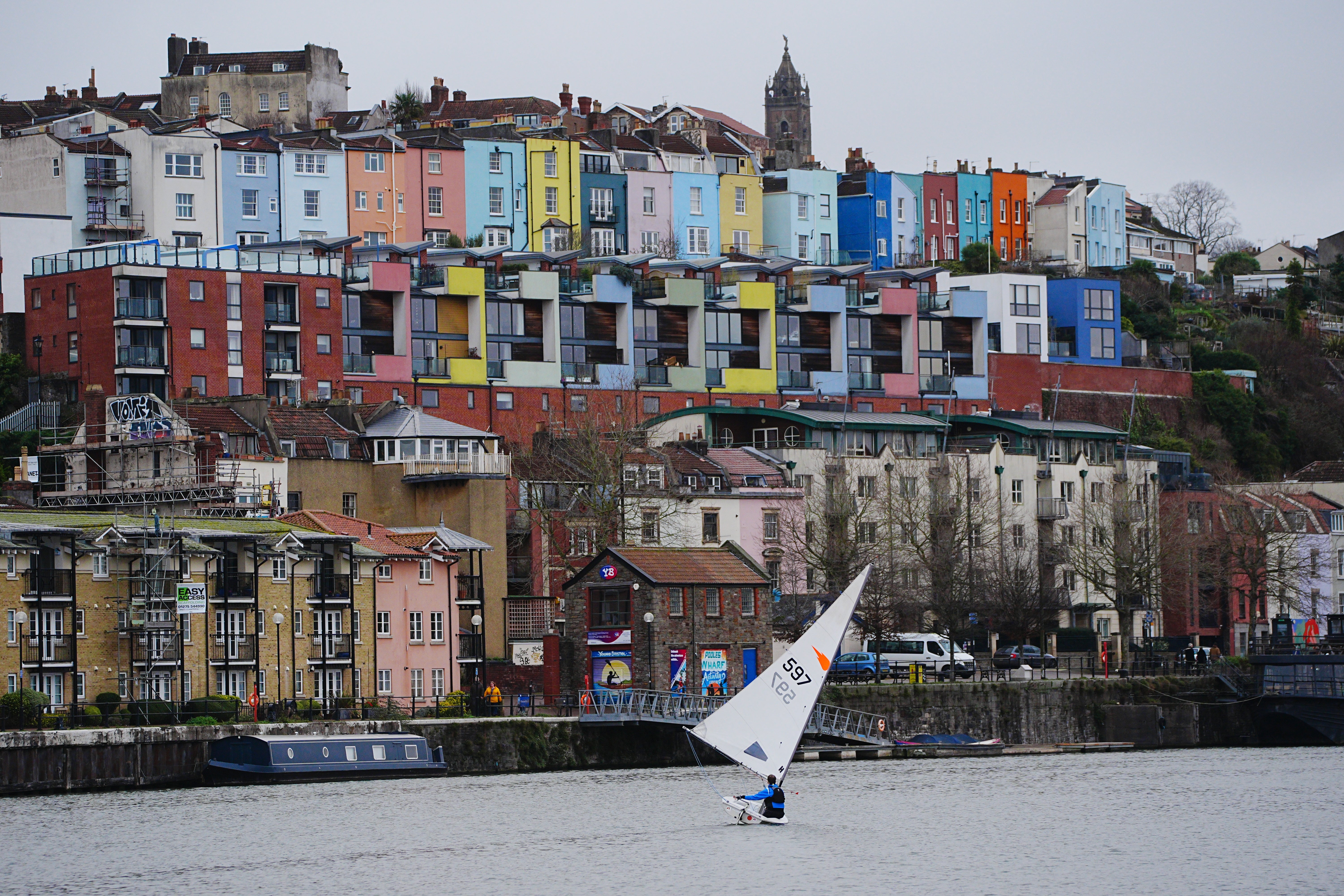 A dinghy sailor makes the most of the wind in Bristol