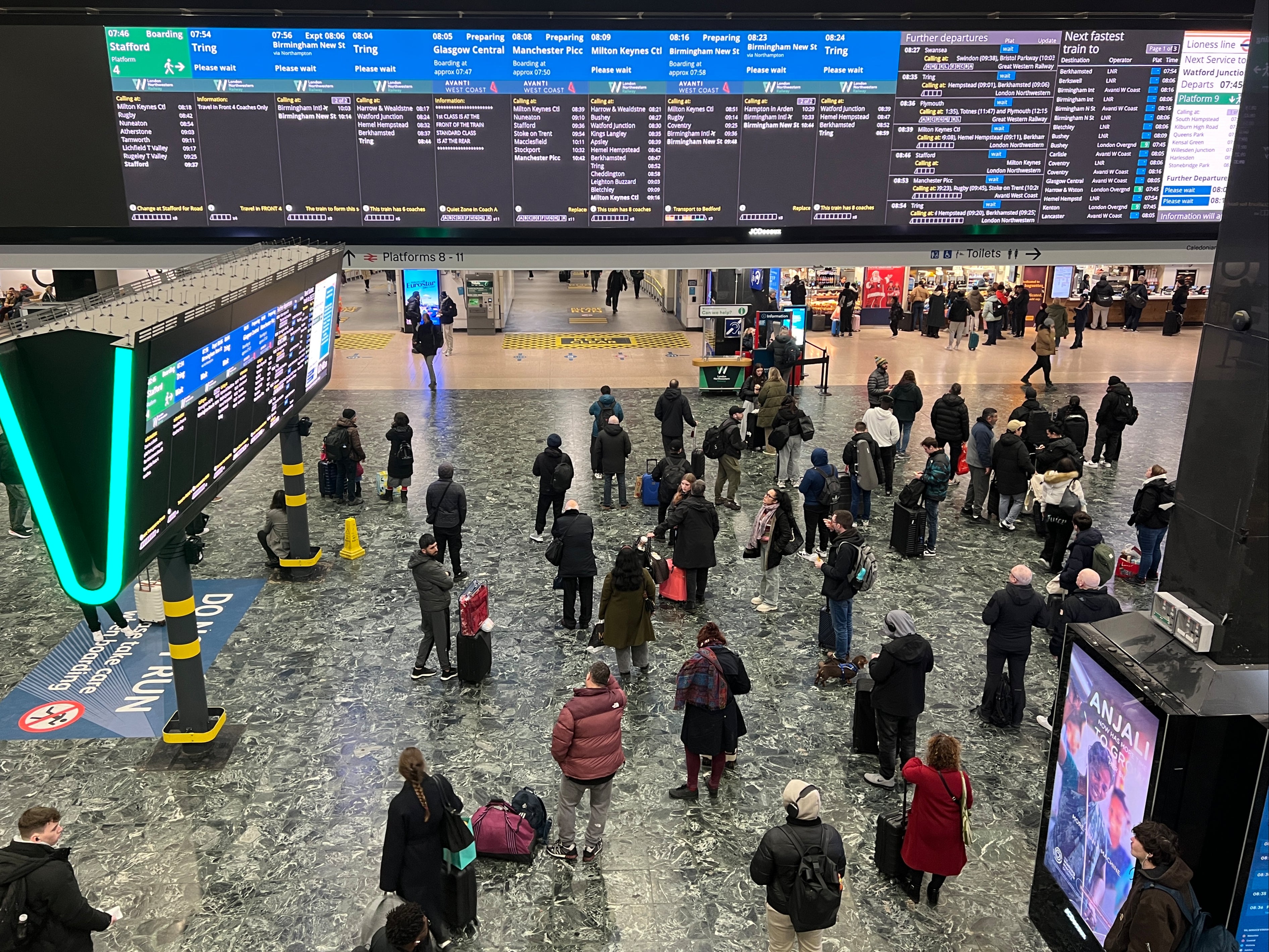 Action station? London Euston, where strikes by Avanti West Coast train managers will begin on New Year’s Eve