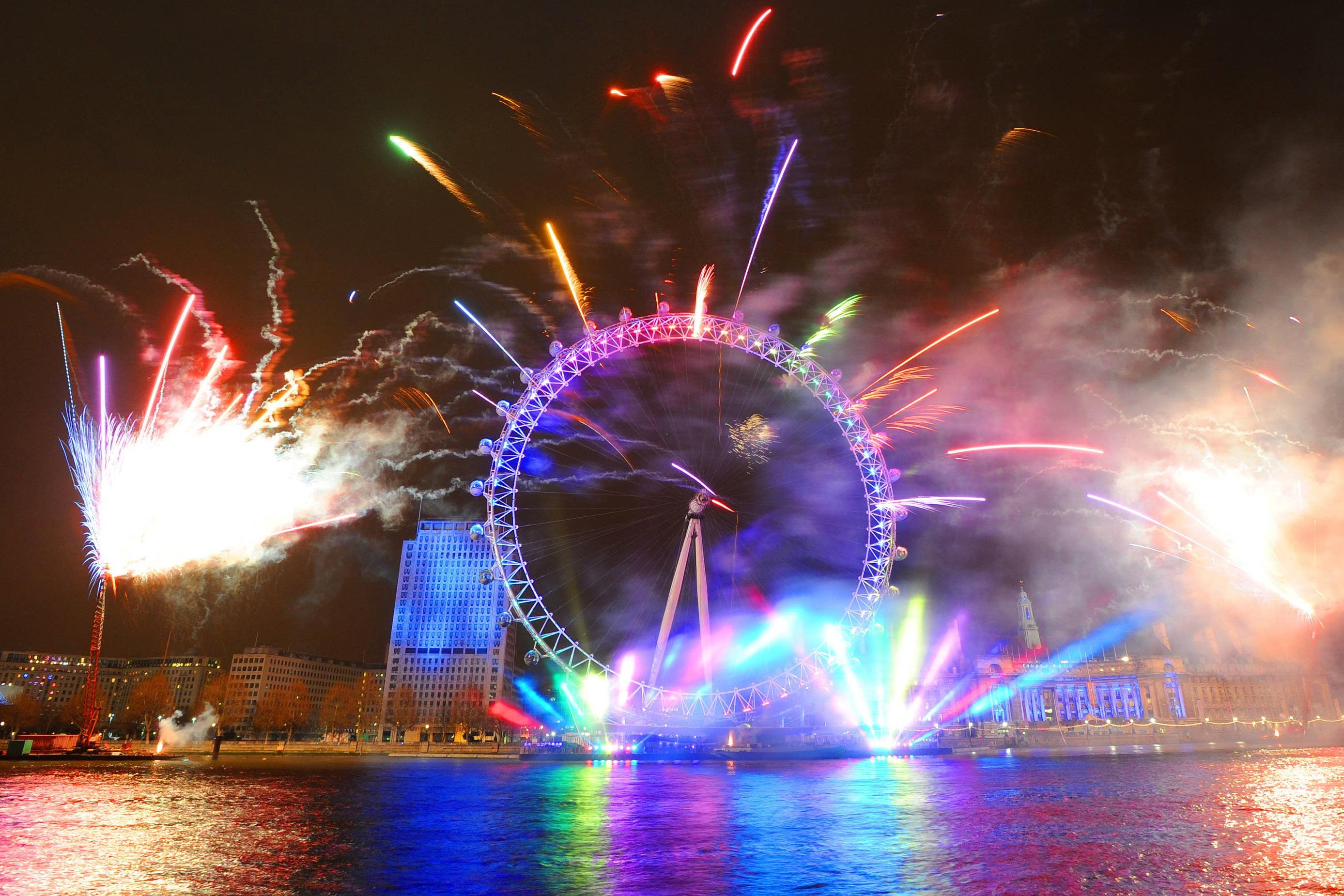 Fireworks over the River Thames in London (PA)