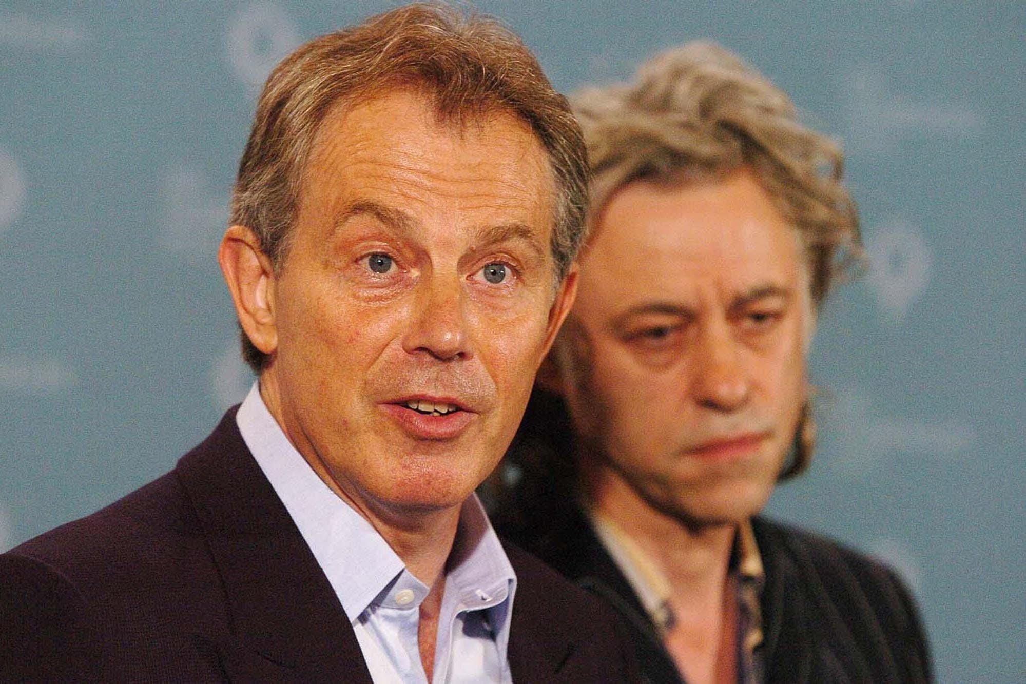 Tony Blair and Bob Geldof, at the 2005 G8 summit at Gleneagles (Bruce Adams/PA)