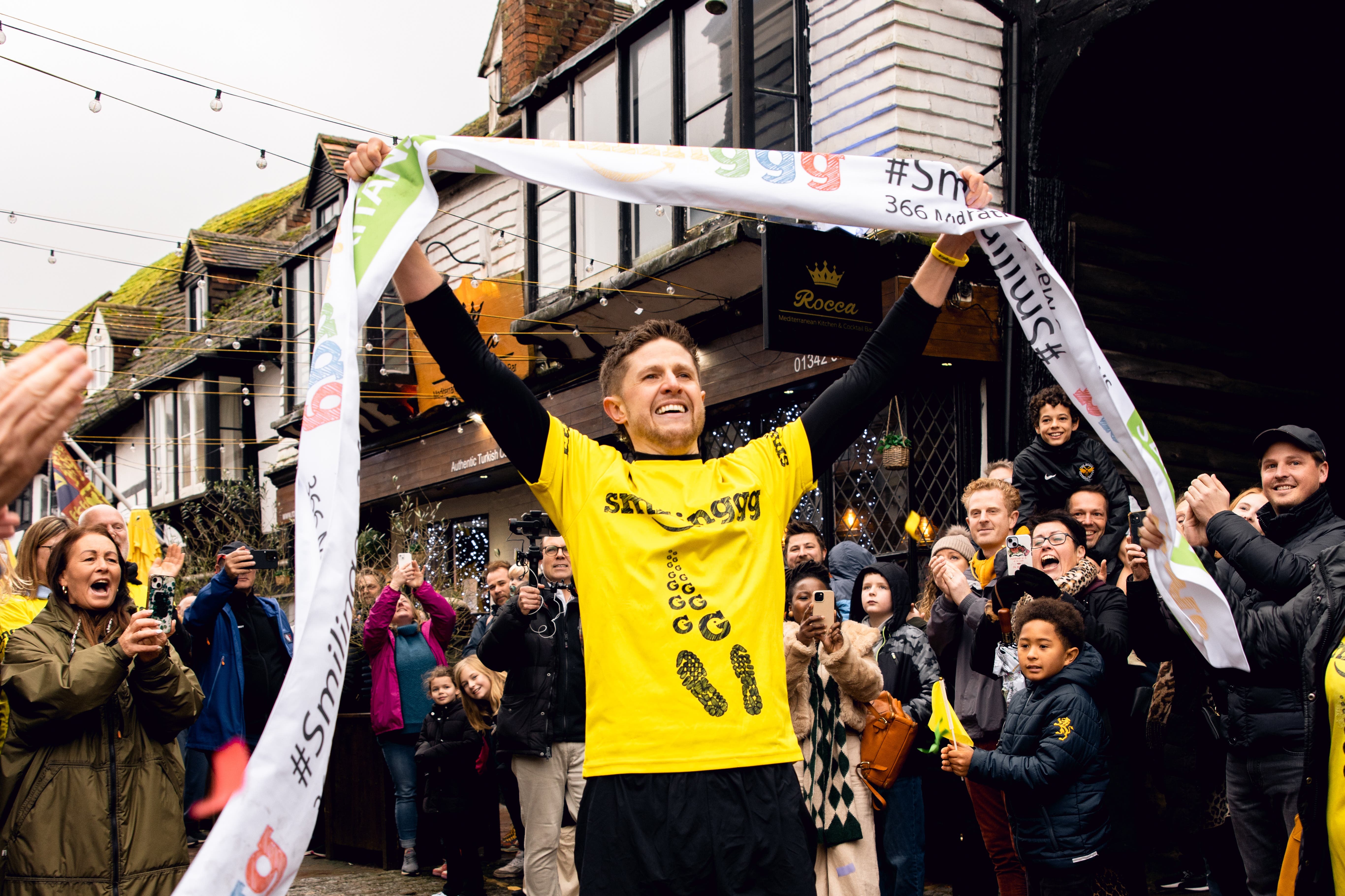 James Cooper after completing his challenge to run a marathon every day of 2024 (Cameron Petitt and Harry Manser)