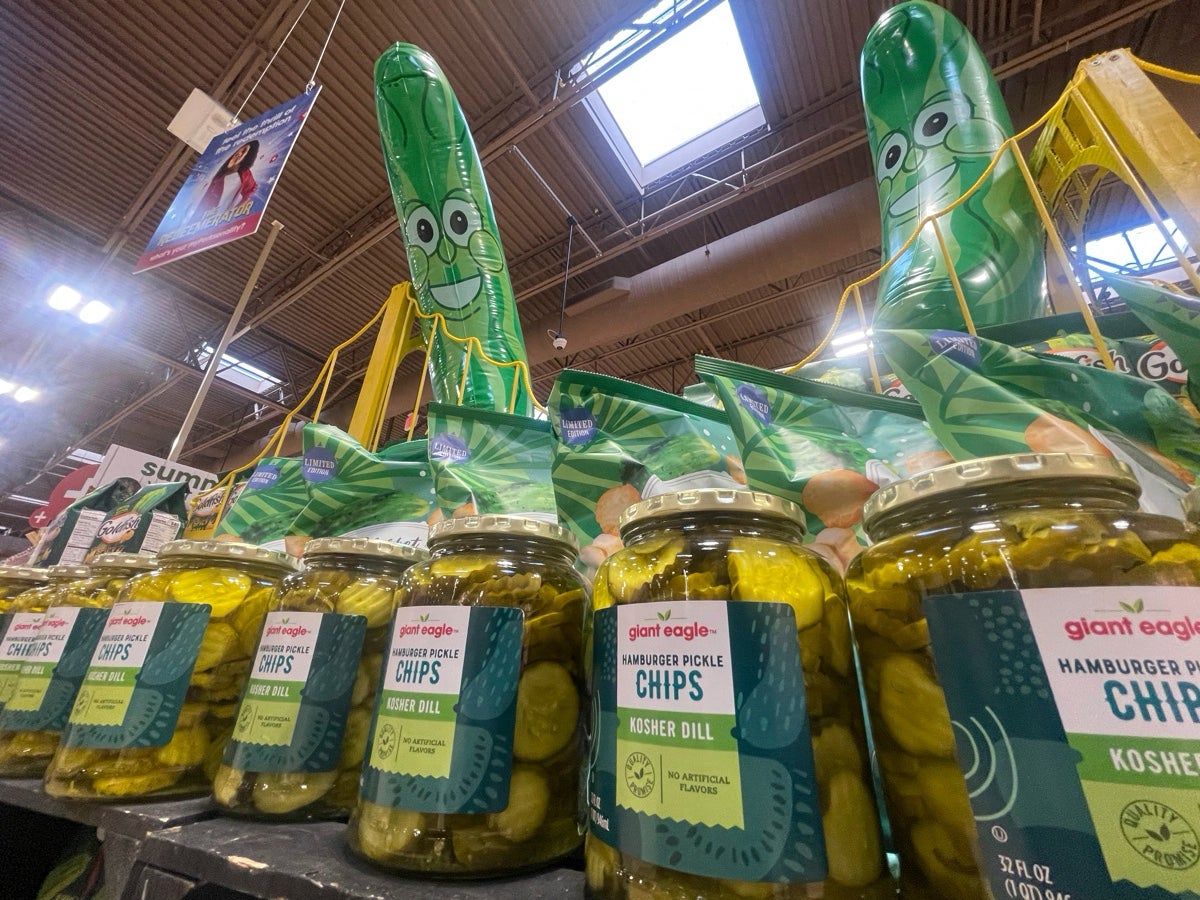 A pickle display is shown at a Giant Eagle market in Glenshaw,