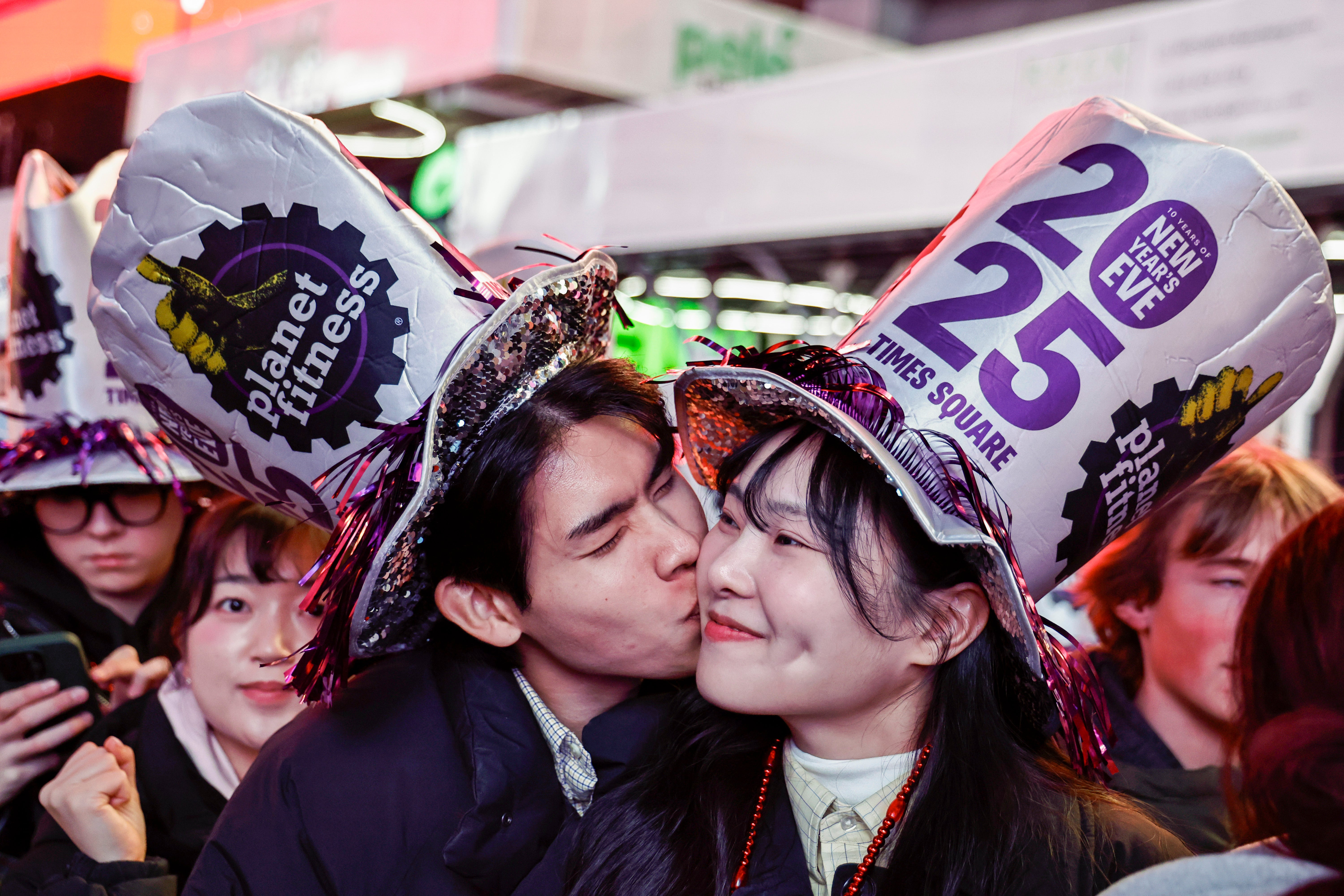 Guests attend Times Square New Year's Eve 2025 Celebration in New York City