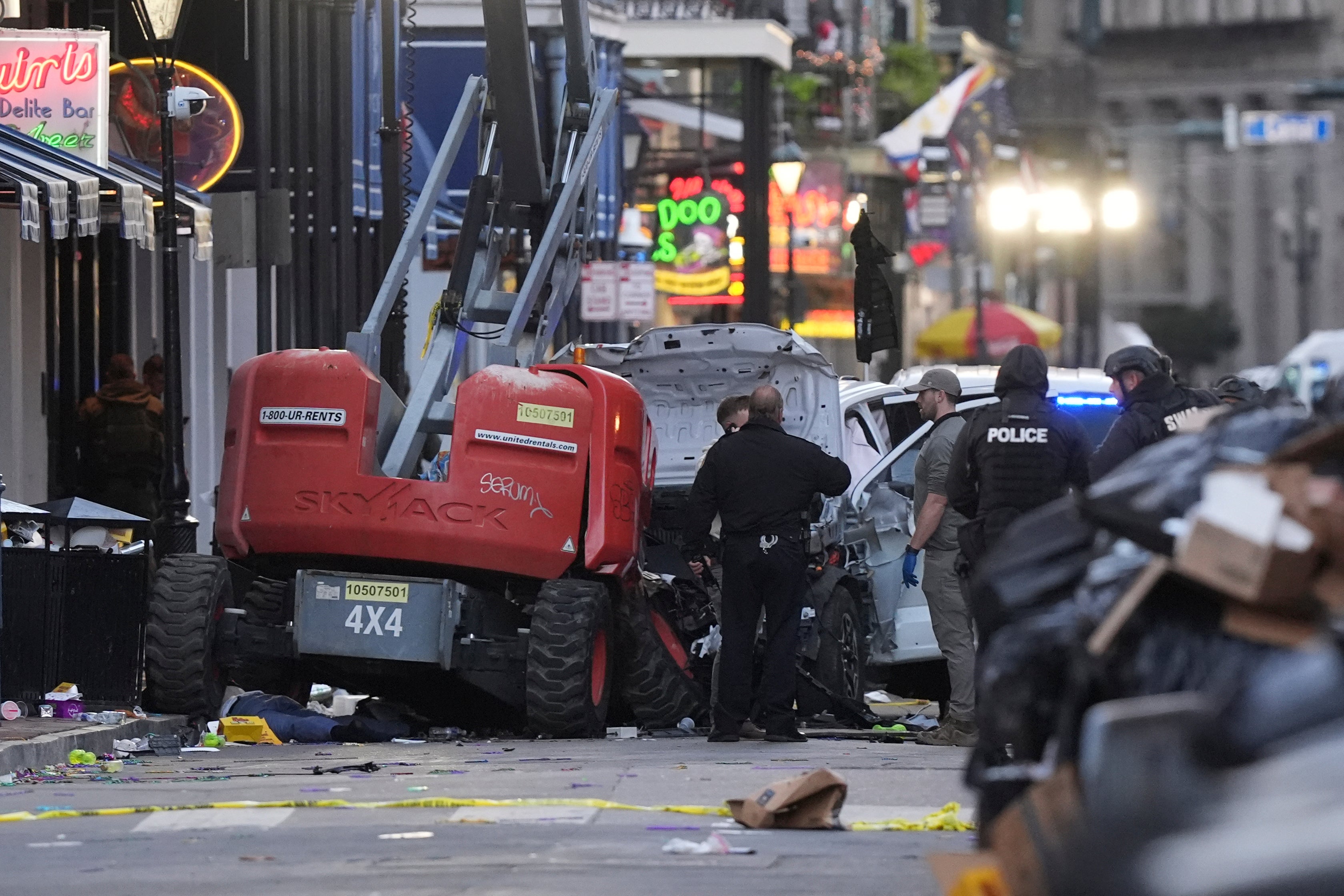 Emergency services at the scene in New Orleans after 15 were killed in a terror attack