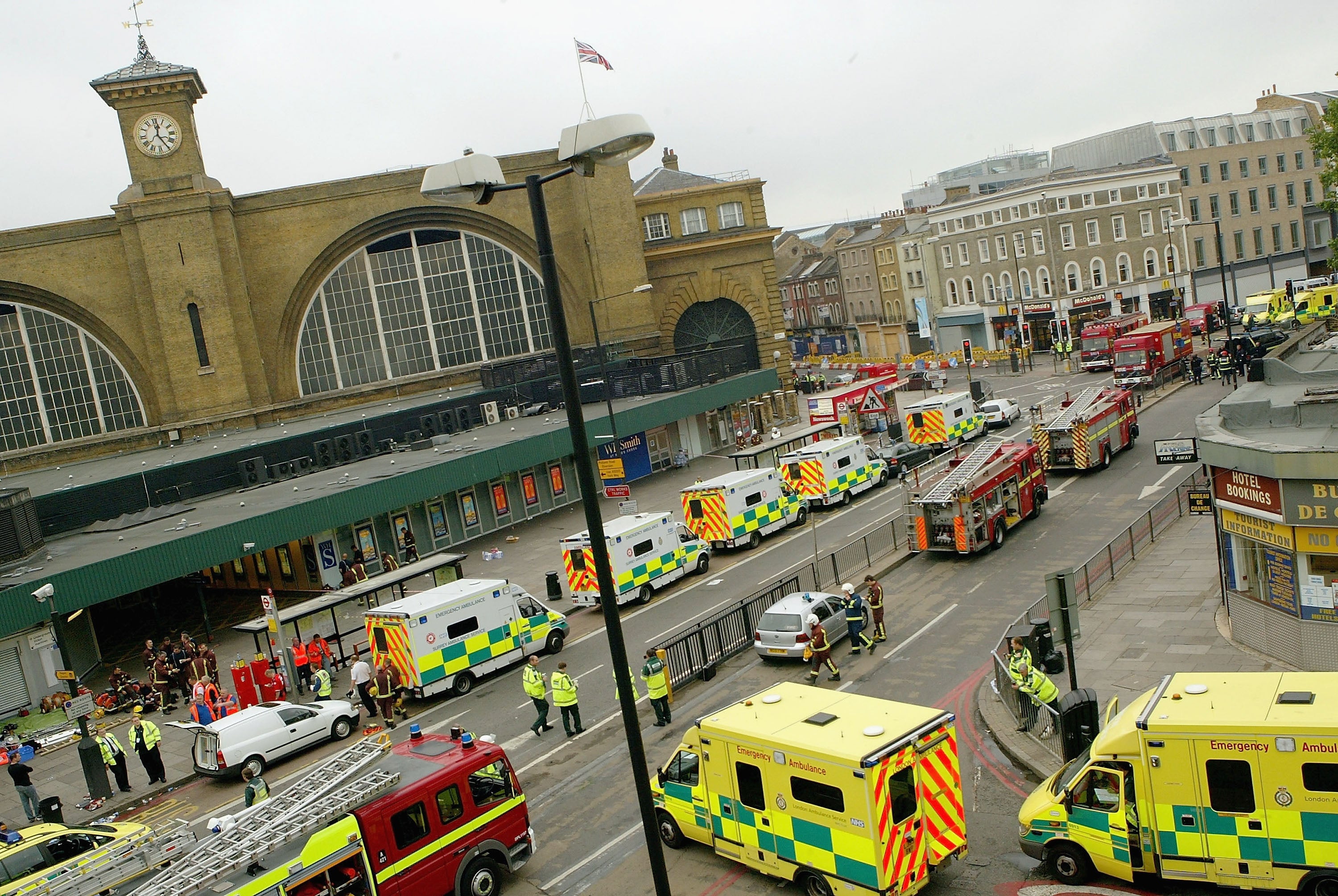 Emergency services outside King’s Cross following the attack