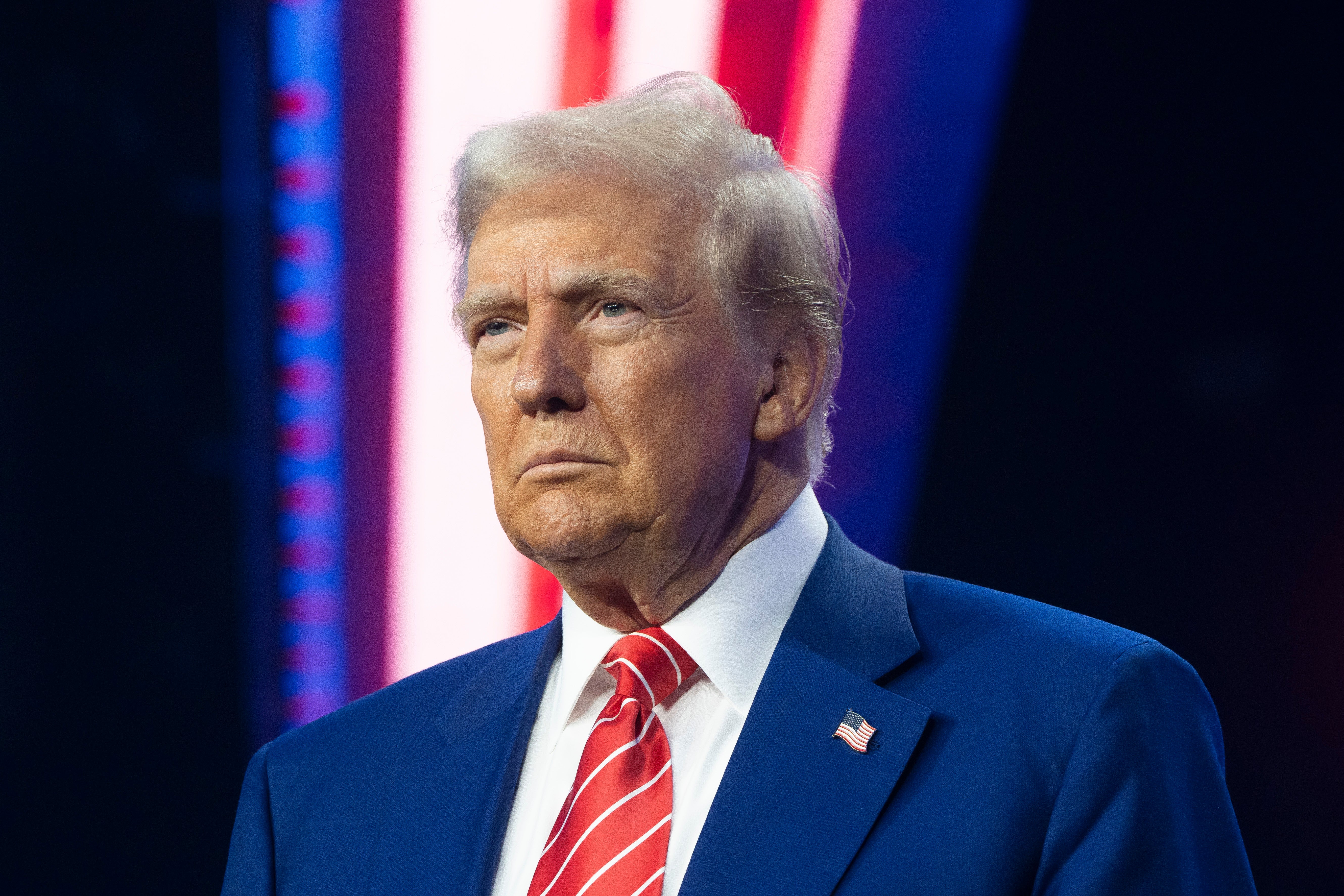 President-elect Donald Trump looks on during Turning Point USA's AmericaFest at the Phoenix Convention Center last month. Despite warnings about the nation’s alleged crime surge, rates of violent crime and murder have actually dropped, data shows