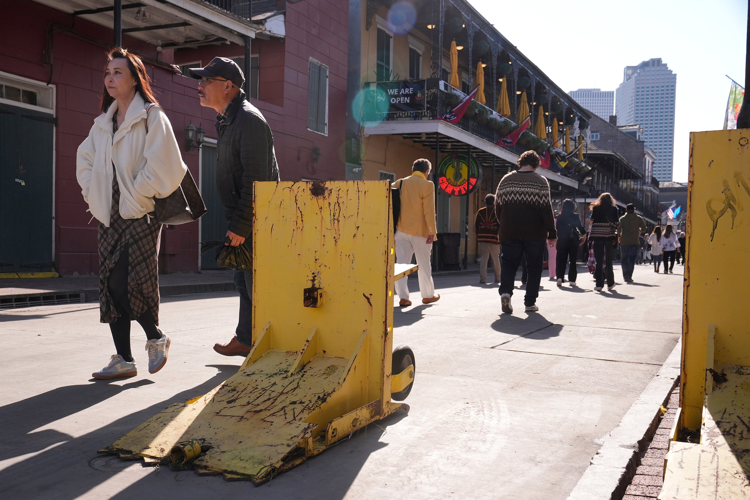 Temporary barriers installed on Bourbon Street’s intersections intend to prevent vehicles from entering the area