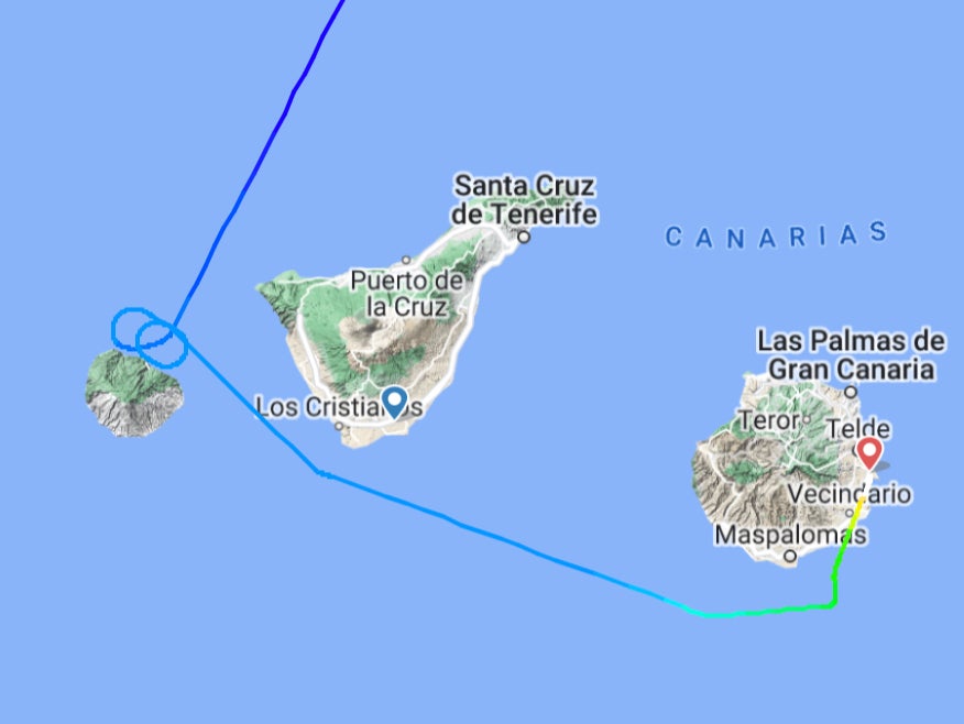 In the loop: Flightpath of easyJet flight 3201 from Edinburgh to Tenerife, which diverted to Las Palmas