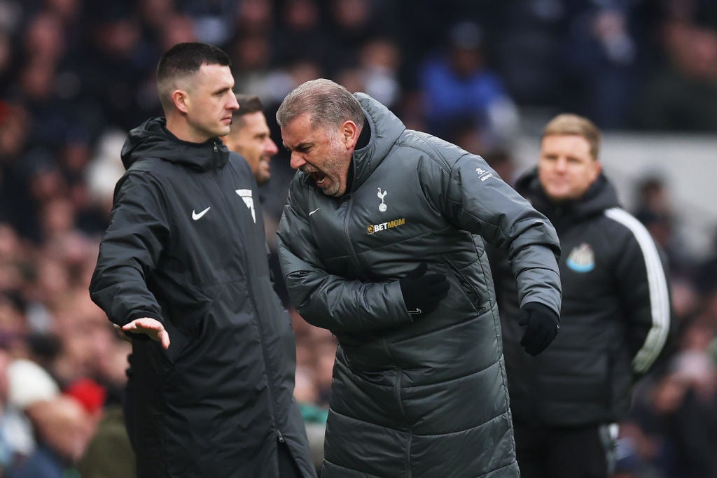 Ange Postecoglou reacts after Newcastle’s equaliser is awarded