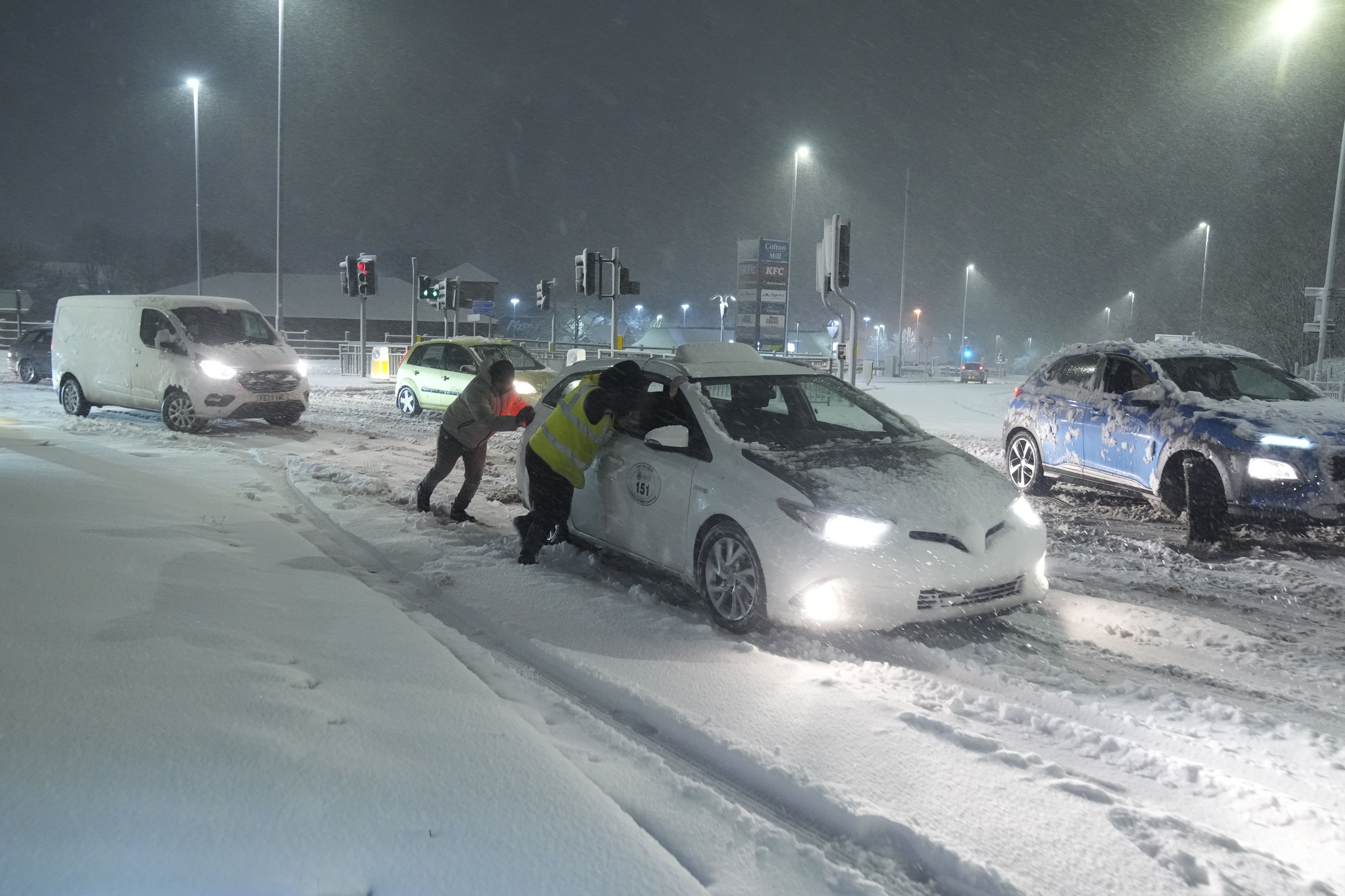 Heavy snow fell overnight across large parts of northern England, including in Leeds (Danny Lawson/PA)