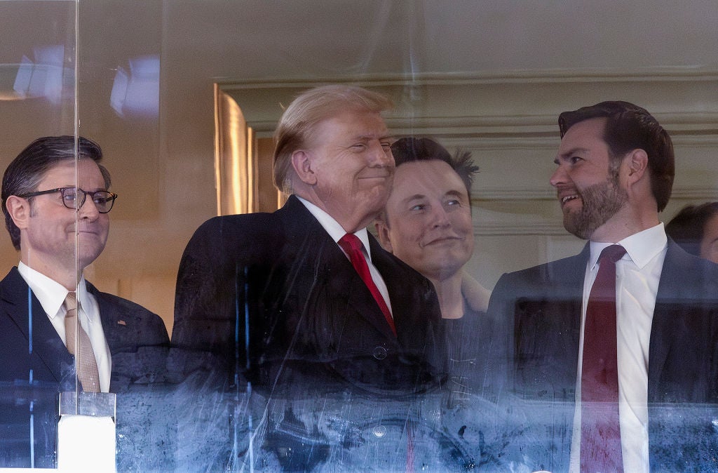 Elon Musk is seen with Trump, JD Vance and Speaker of the House Mike Johnson at the Army-Navy football game